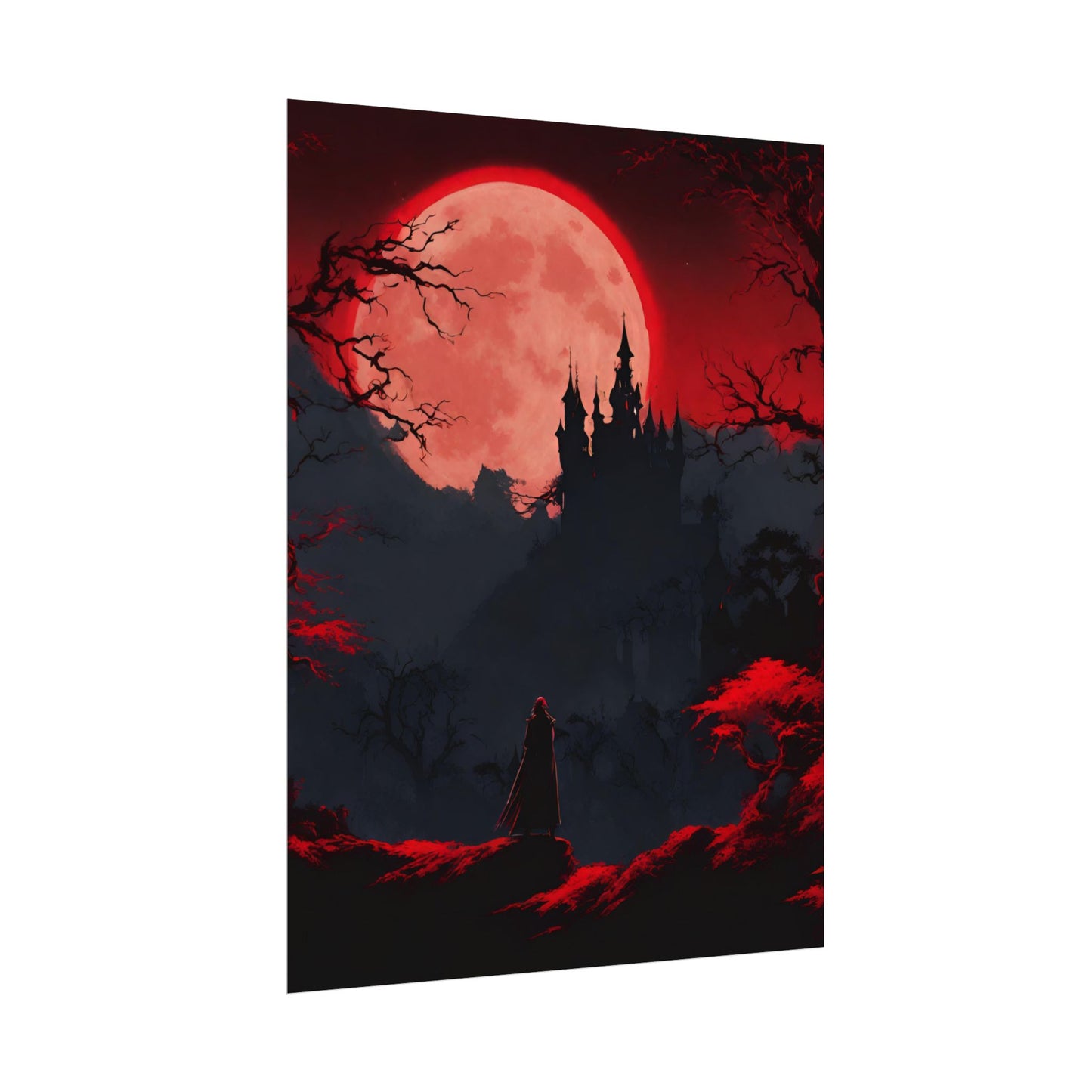 Castlevania Belmont Video Game Room Inspired Wall Decor | Cursed Ring of Lunar Blood Poster | Dracula Castle Vampire Night Wall Hanging