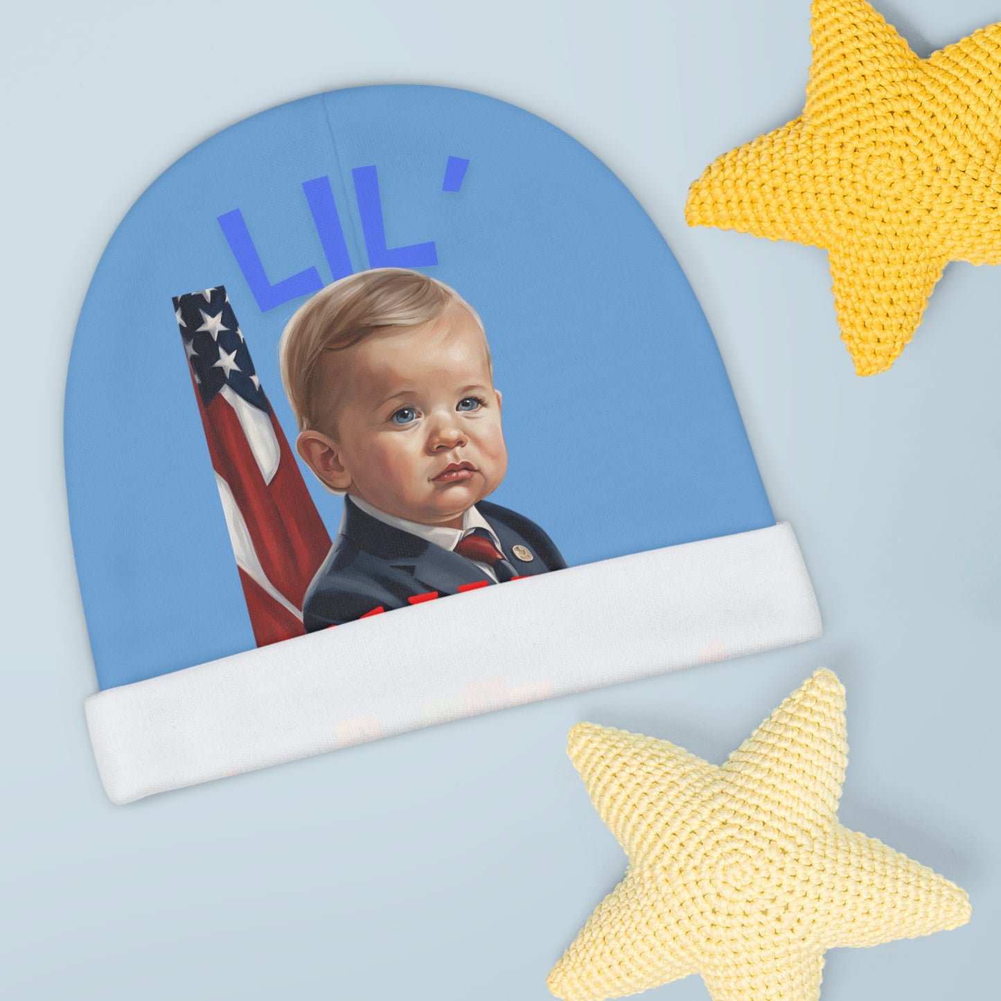 Baby Beanie Hat, Trump Baby Beanie, Lil Trumper Hat, Political Baby Beanie, Patriotic Baby Beanie, Red White Blue Baby Hat, Blue Baby Gift