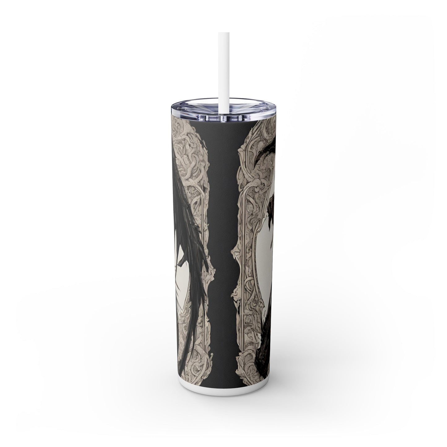 Gothic Medieval Dragon Tumbler, Beautiful Woman Morphing Drinking Traveler, Dark Fantasy Liquid Cup