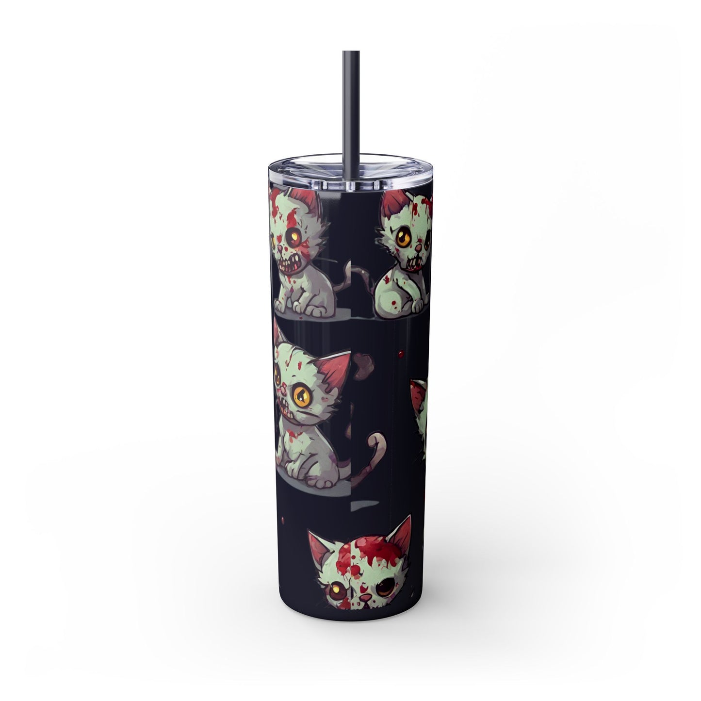 Zombie Kitties Skinny Tumbler | Mutated Kitten Zombies Insulated Cup | Furry Mutant Cats Office College School Hiking Road Drink Traveler