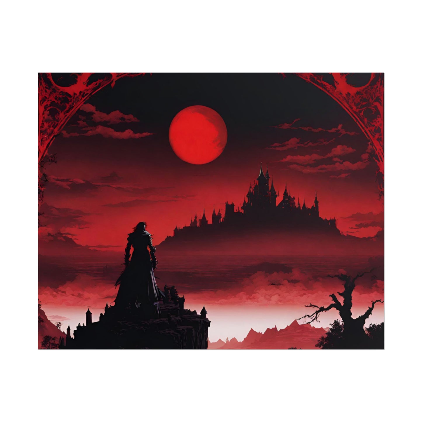 Castlevania Belmont Video Game Room Wall Decor | What A Horrible Night to Traverse the Darkness Art | Dracula Castle Vampire Wall Hanging