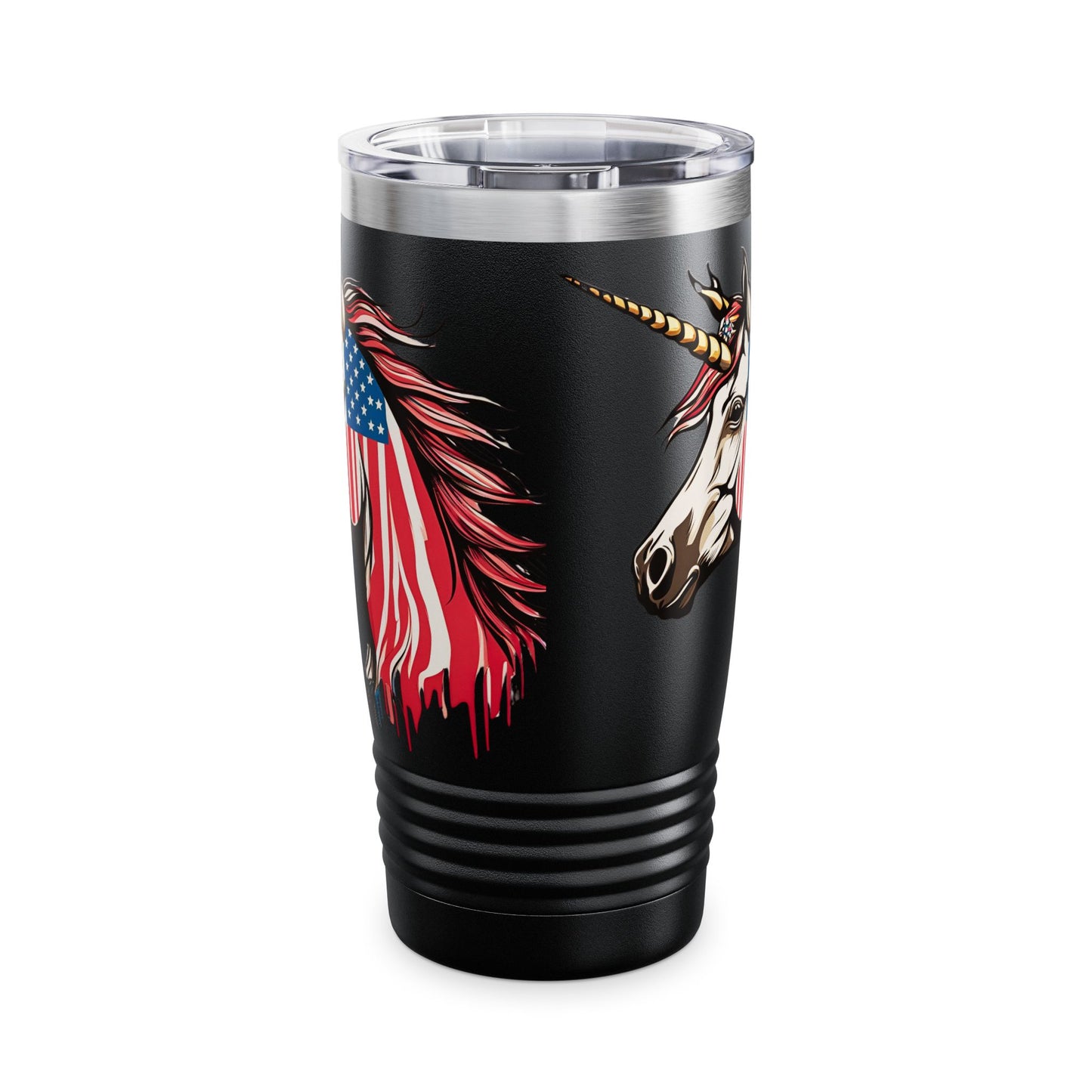 Patriotic Unicorn Tumbler | American Flag Election Traveler | United States Flag Patriot Veteran Gift | Freedom Loving Horse Road Drink Cup