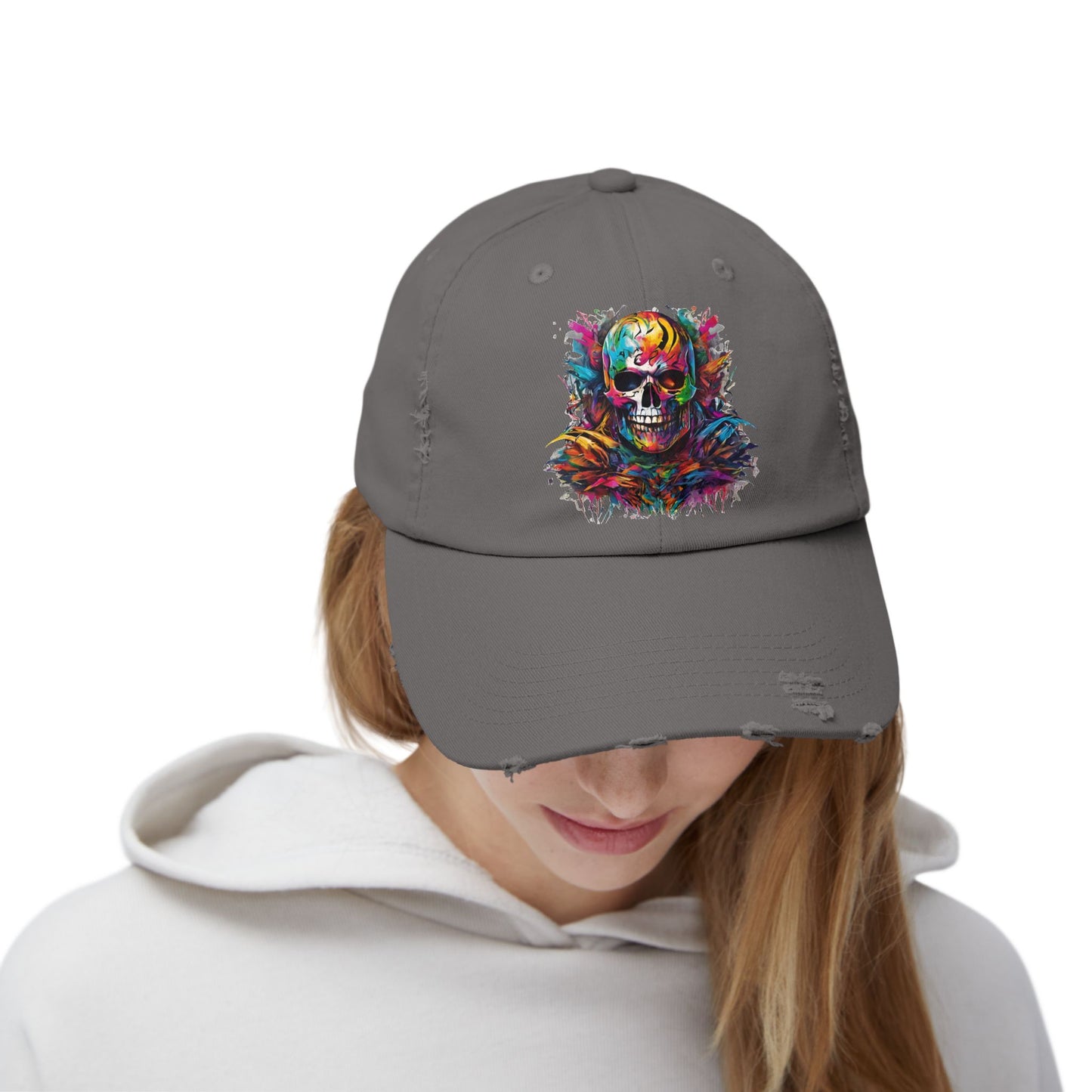 Abstract Art Unisex Cap | Masters of the Universe Inspired Hat | Rainbow Psychedelic Skull Spring Fishing Cap | Evil Scareglow Skeletor Gift