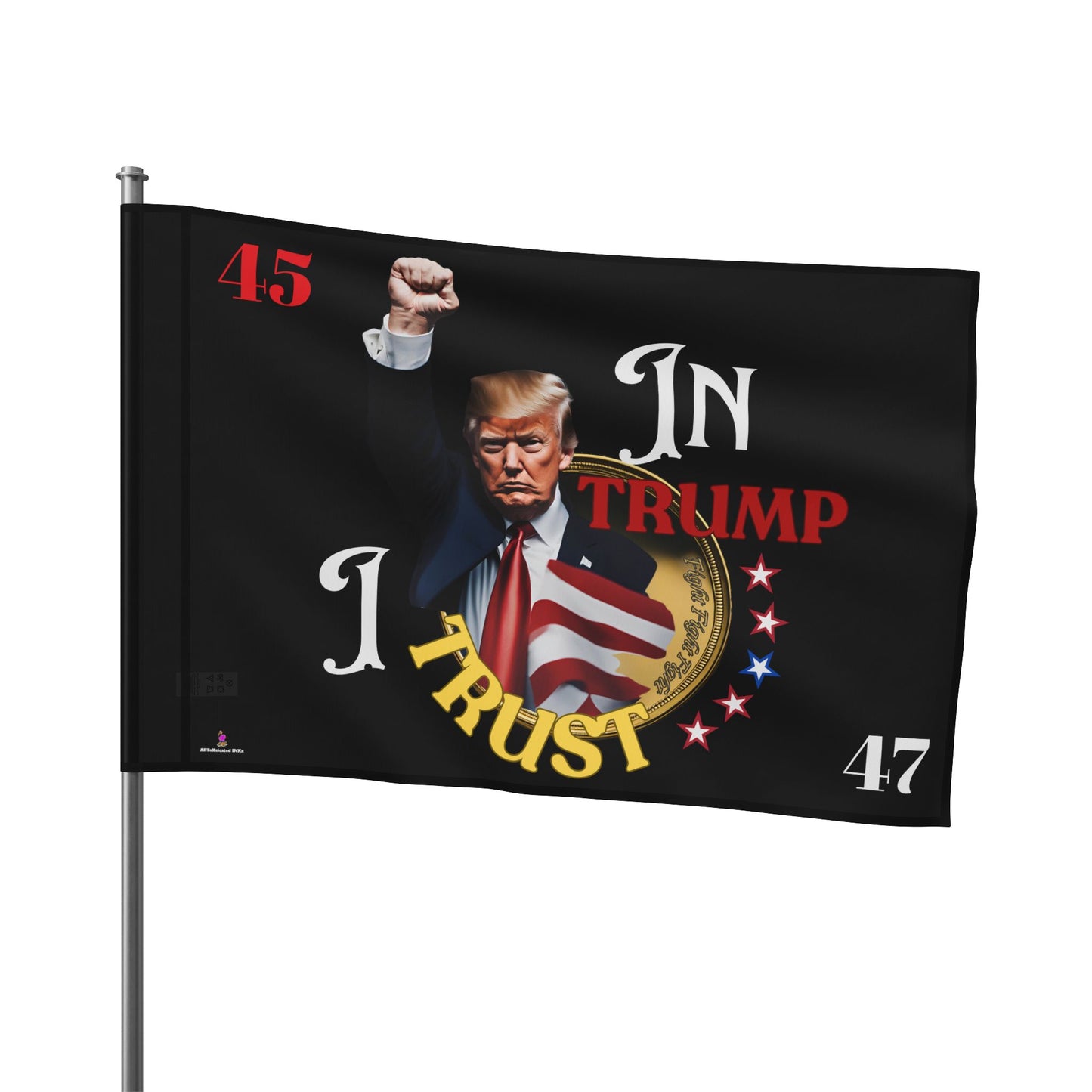 President Donald Trump Fist Pump House Flag | 2024 Election God Banner | Freedom Fight Christian American Loving Religion Voter Yard Gift