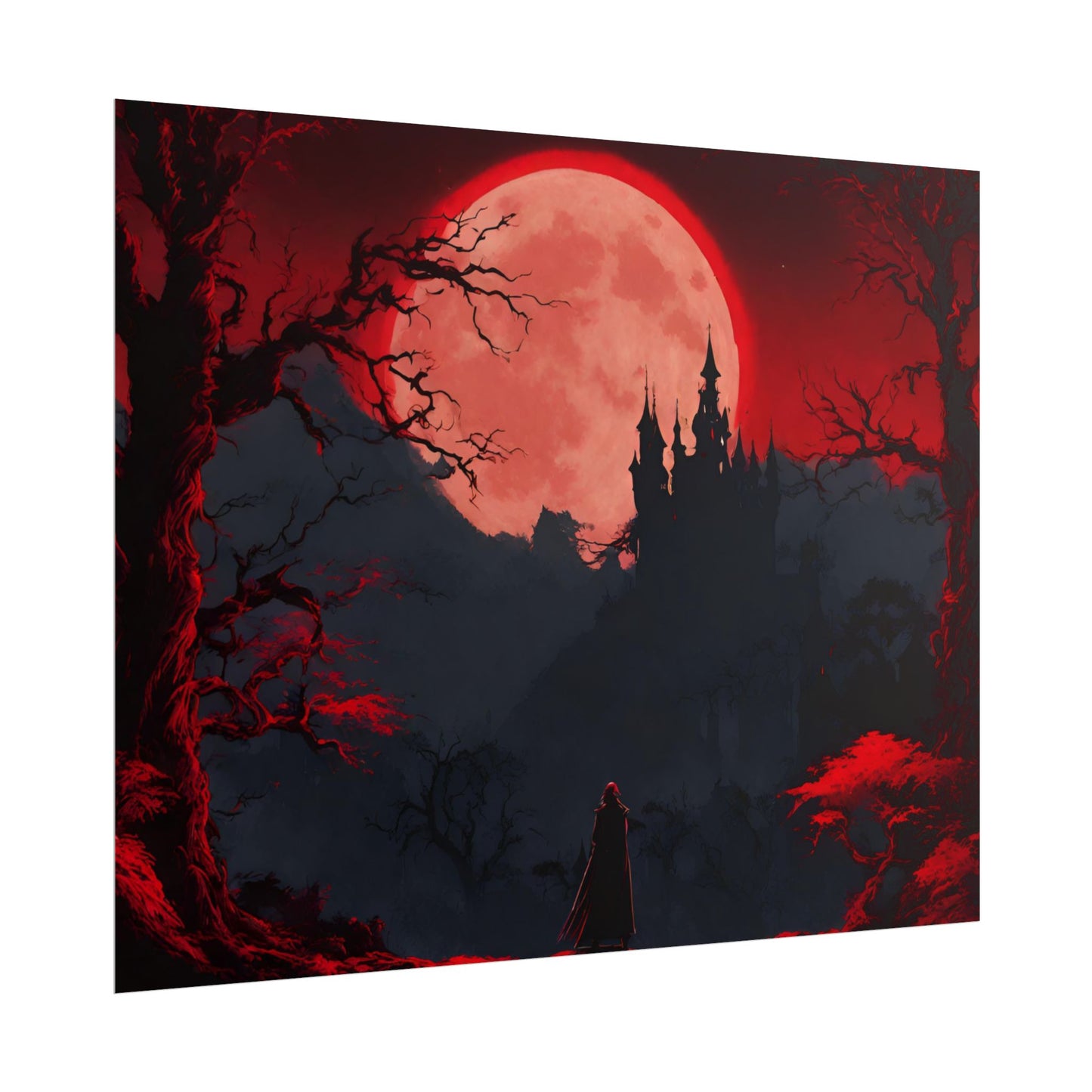 Castlevania Belmont Video Game Room Inspired Wall Decor | Cursed Ring of Lunar Blood Poster | Dracula Castle Vampire Night Wall Hanging