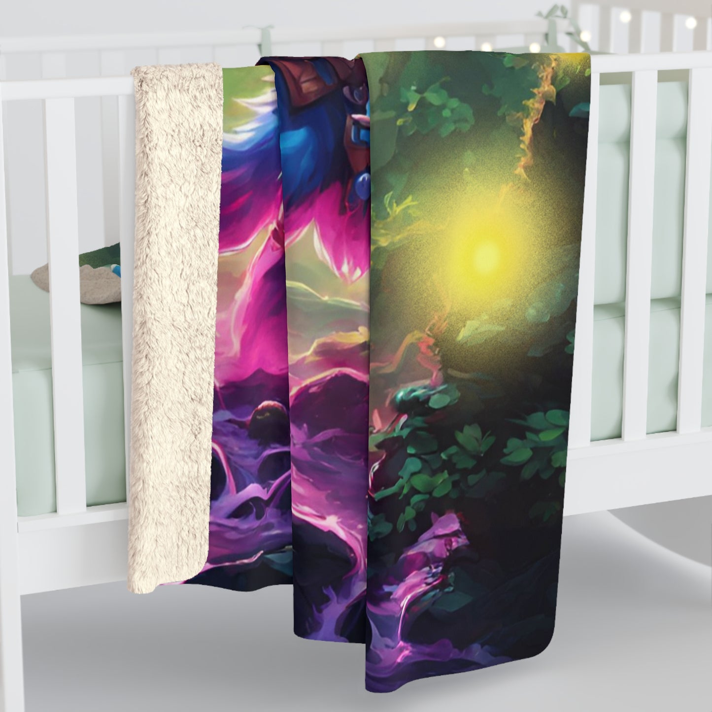 Warrior Cat Blanket, Cat Lovers Gift, Glowing Firefly, Neon Kitten, Plush Sherpa, Night Forest, Fleece, Armored Sword, Kitty Bed Cover Throw
