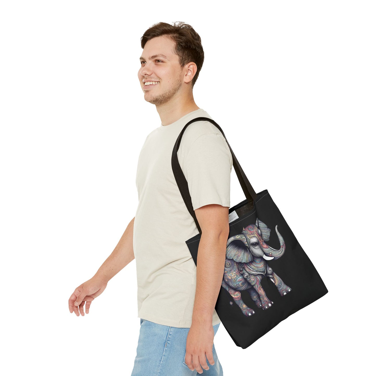 Personalized Elephant Gift Tote | Majestic Custom Grocery Bag | Animal Lovers Office Travel Carrier | Wild Kingdom Business Traveler