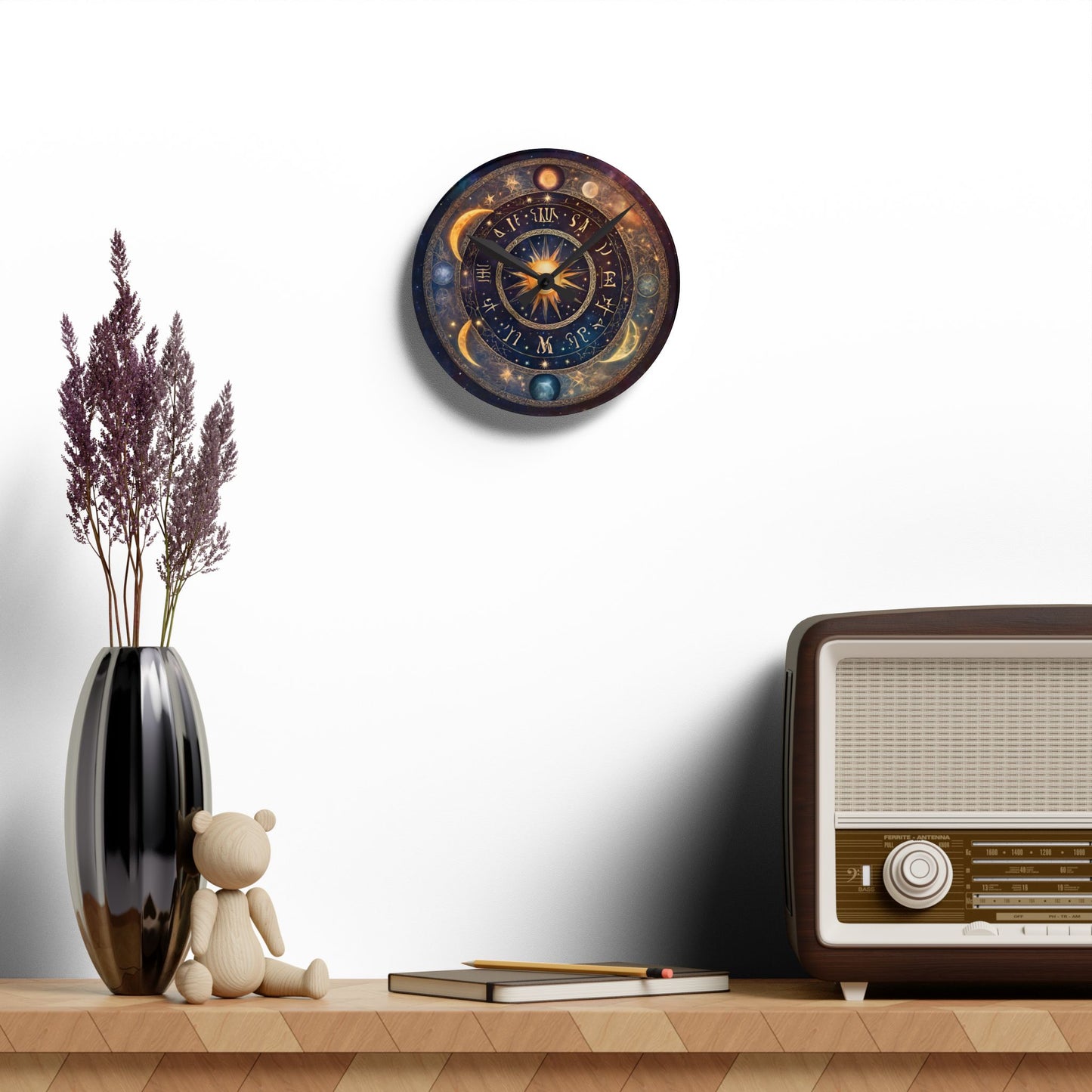 Moon Phases Acrylic Wall Art Clock | Lunar Cycle Astronomy Night & Space Hanging | Home Office Solar System Wall Decor Astrology Lover Gift