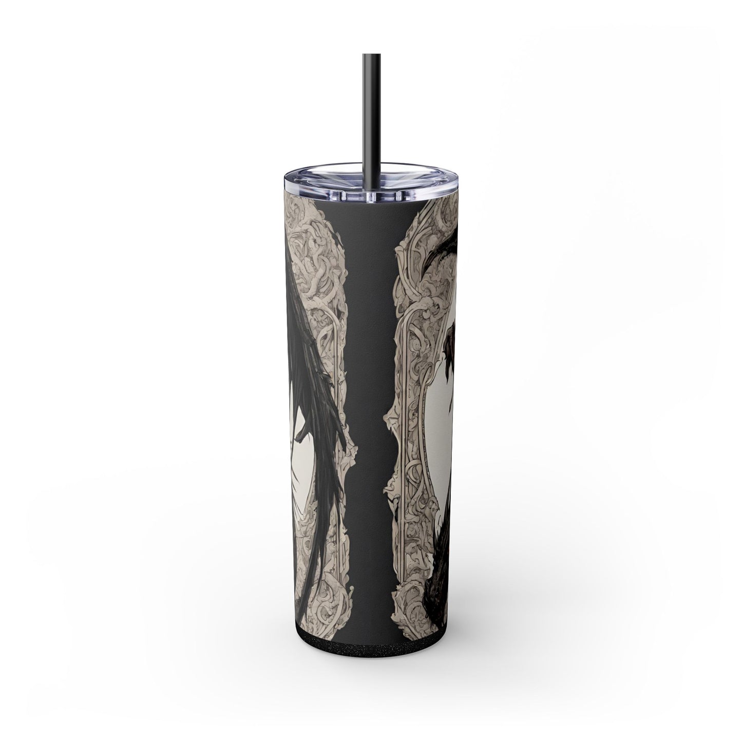 Gothic Medieval Dragon Tumbler, Beautiful Woman Morphing Drinking Traveler, Dark Fantasy Liquid Cup
