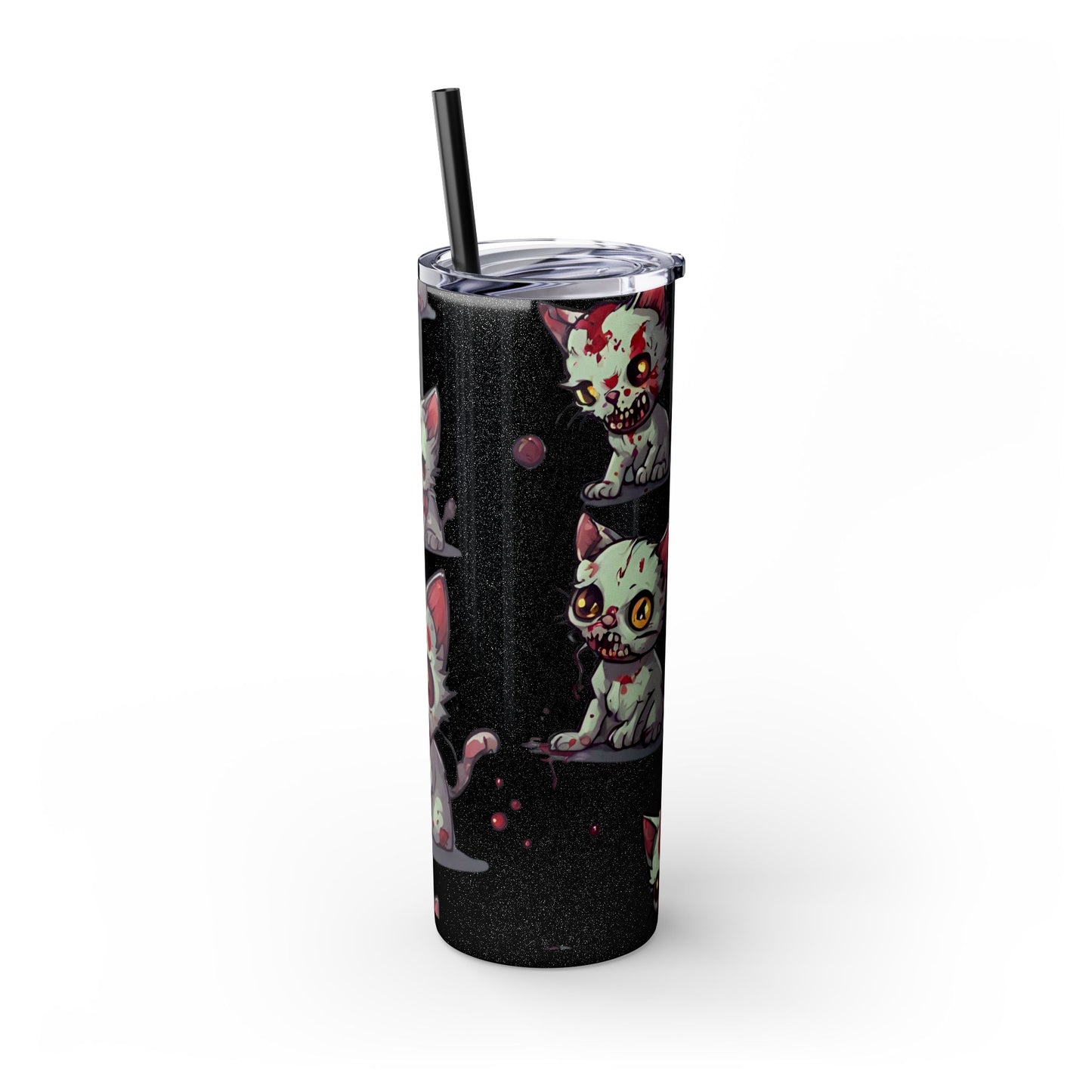 Zombie Kitties Skinny Tumbler | Mutated Kitten Zombies Insulated Cup | Furry Mutant Cats Office College School Hiking Road Drink Traveler