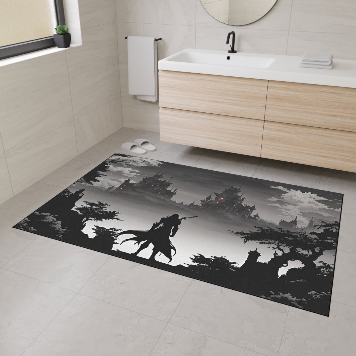 Castlevania Belmont Video Game Inspired Floor Mat | Death and Terror Await in the Dark of Night Bathroom Decor | Dracula Door Entry Gift