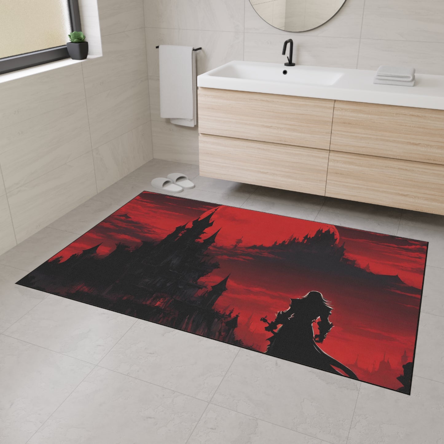 Castlevania Belmont Video Game Inspired Floor Mat | Death and Terror Await in the Dark of Night Bathroom Decor | Dracula Door Entry Gift