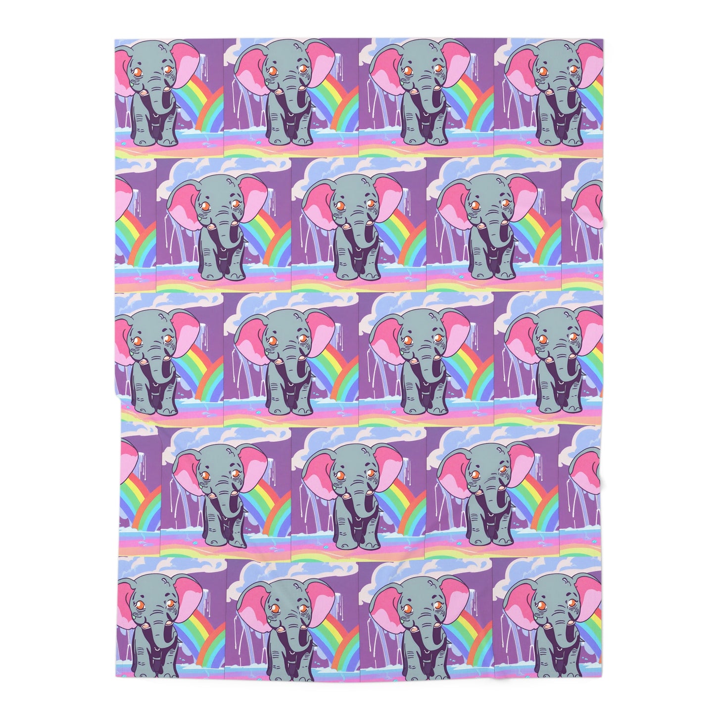 Animal Baby Swaddler, Elephant Rainbow Rainfall Changing Blanket, Cute Baby Shower Gift, Colorful Cloud Spring Water Cartoon Infant Cover