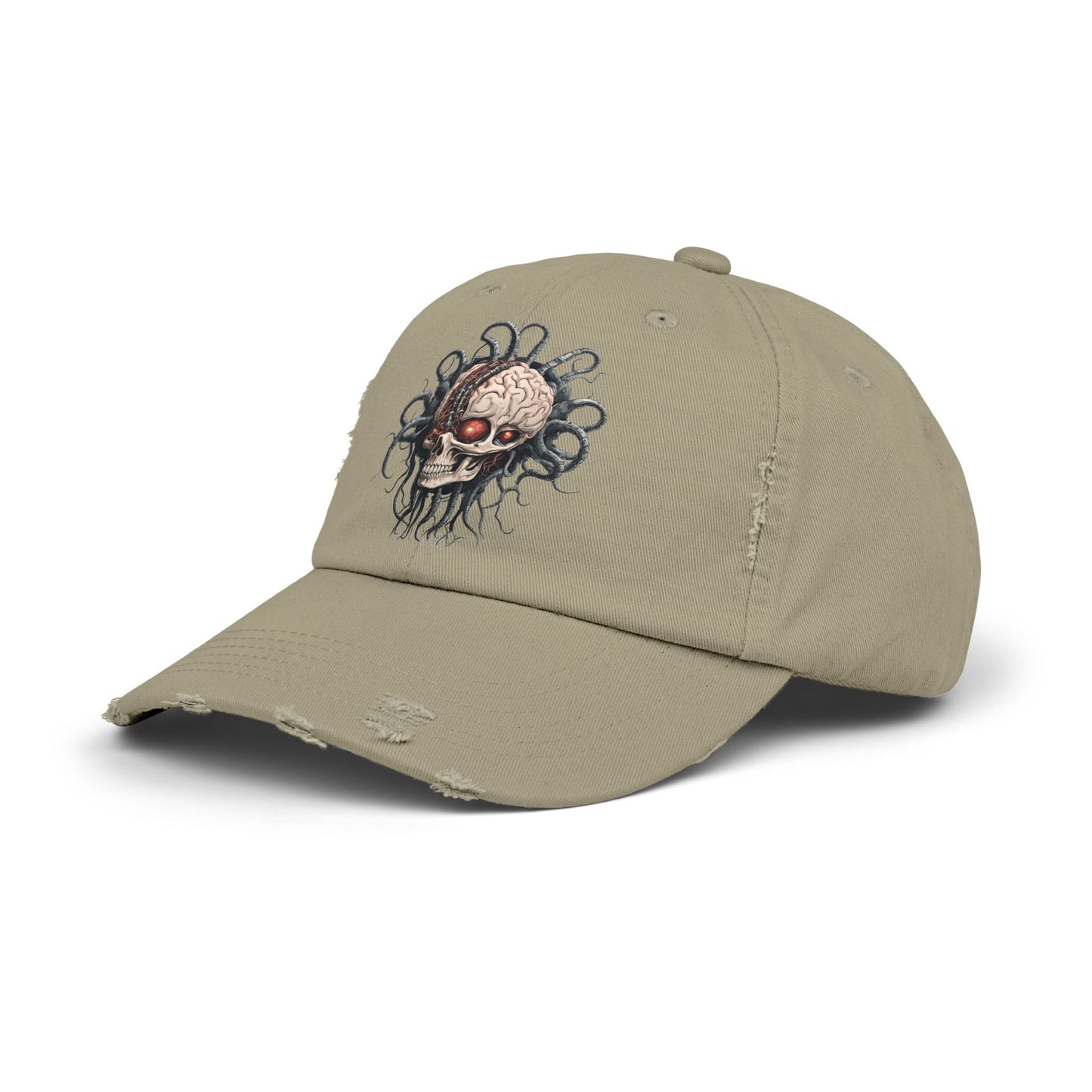 Alien Brain Robot Skull Hat, Contra Video Game Inspired Ball Cap, Metal Tentacle Cyborg Outer Space Bedroom Spring, Summer, Fishing Gift