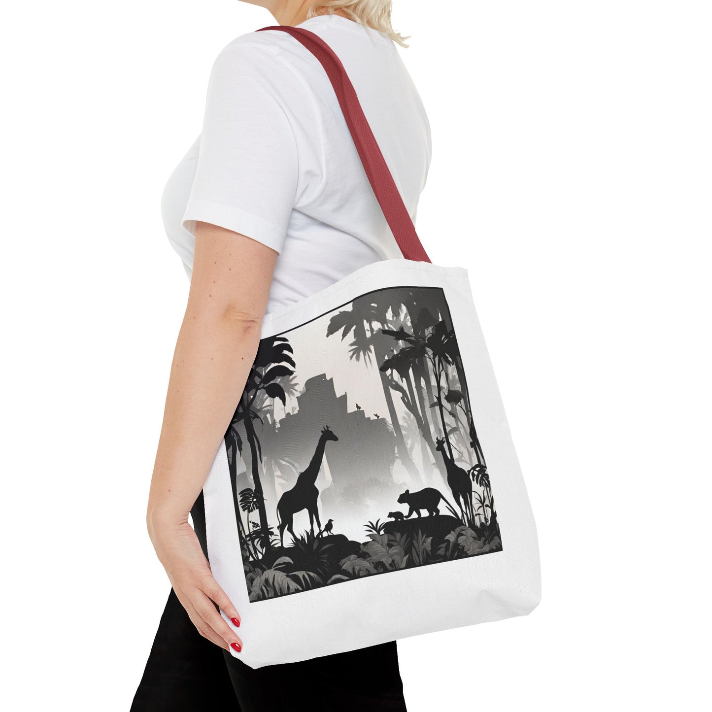 Giraffe Tote Bag | Savannah Forest Grocery Bag | Shadow Giraffes Nature Scene Travel Tote | Daily Office Traveler Tote Bag