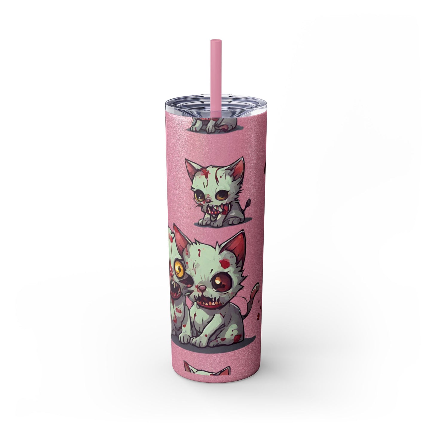Zombie Kitties Skinny Tumbler | Mutated Kitten Zombies Insulated Cup | Furry Mutant Cats Office College School Hiking Road Drink Traveler