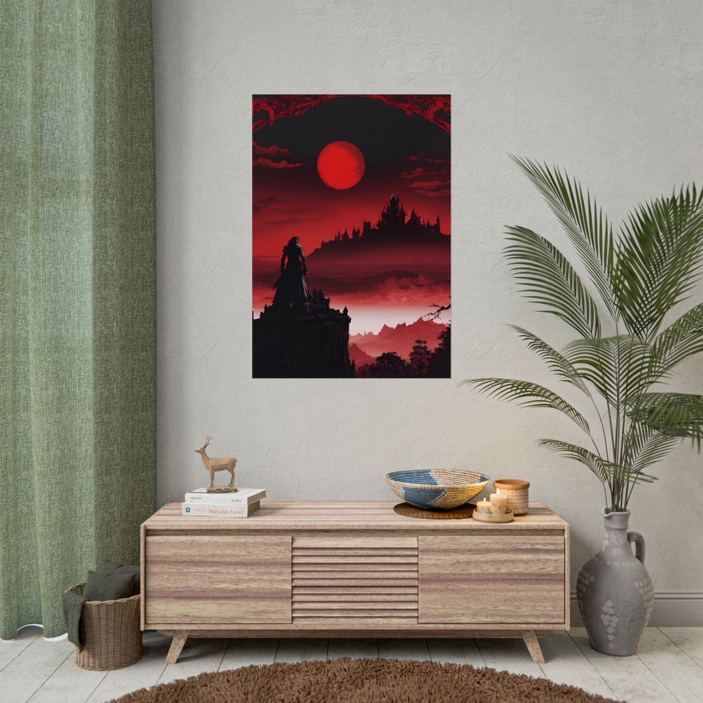Castlevania Belmont Video Game Room Wall Decor | What A Horrible Night to Traverse the Darkness Art | Dracula Castle Vampire Wall Hanging