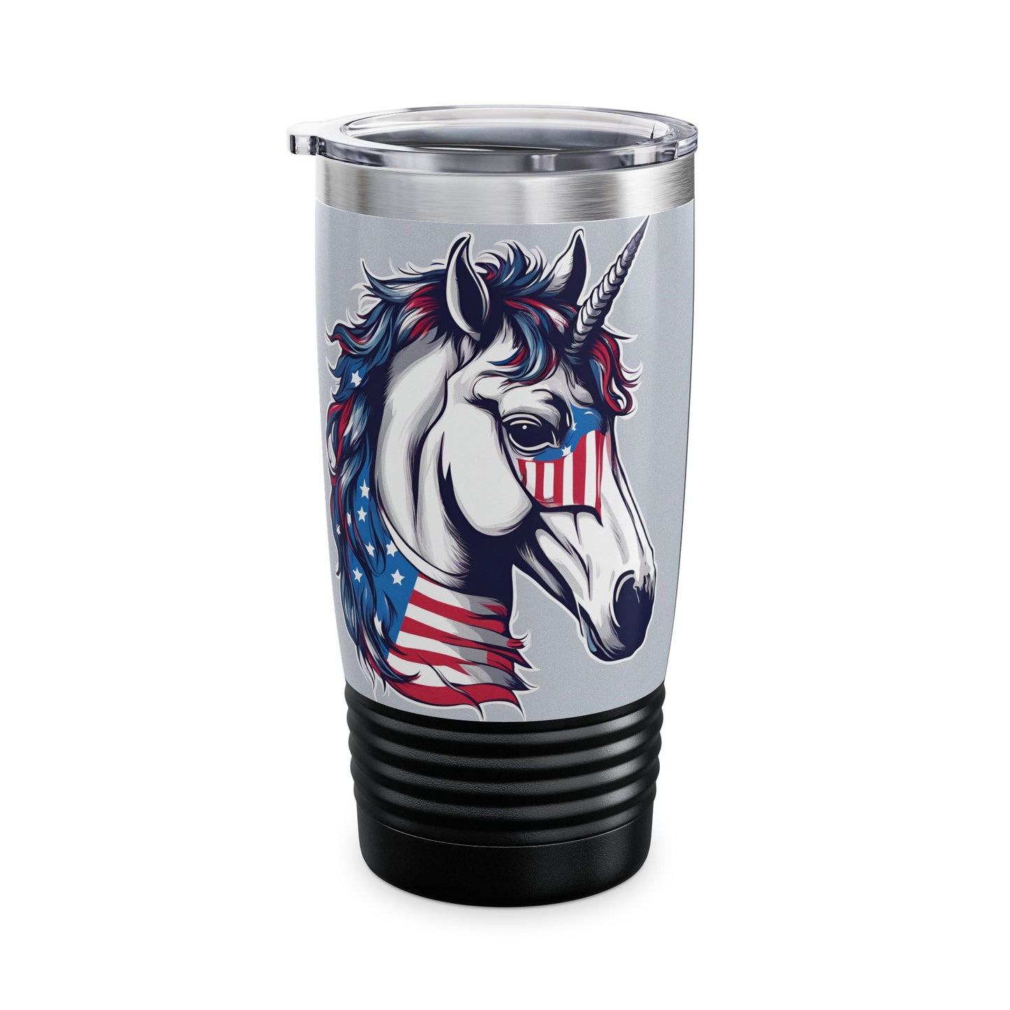 Patriotic Unicorn Tumbler | American Flag Election Traveler | United States Flag Patriot Veteran Gift | Freedom Loving Horse Road Drink Cup