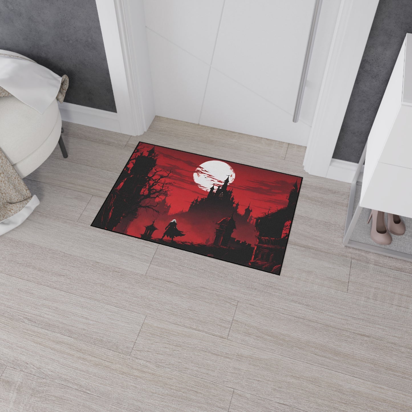 Castlevania Belmont Video Game Inspired Floor Mat | Death and Terror Await in the Dark of Night Bathroom Decor | Dracula Door Entry Gift