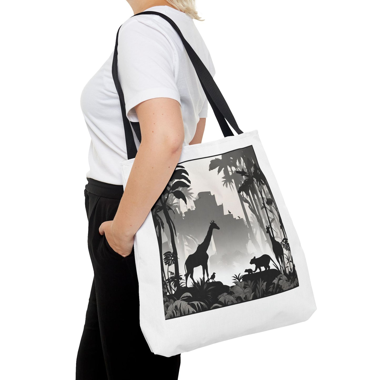 Giraffe Tote Bag | Savannah Forest Grocery Bag | Shadow Giraffes Nature Scene Travel Tote | Daily Office Traveler Tote Bag