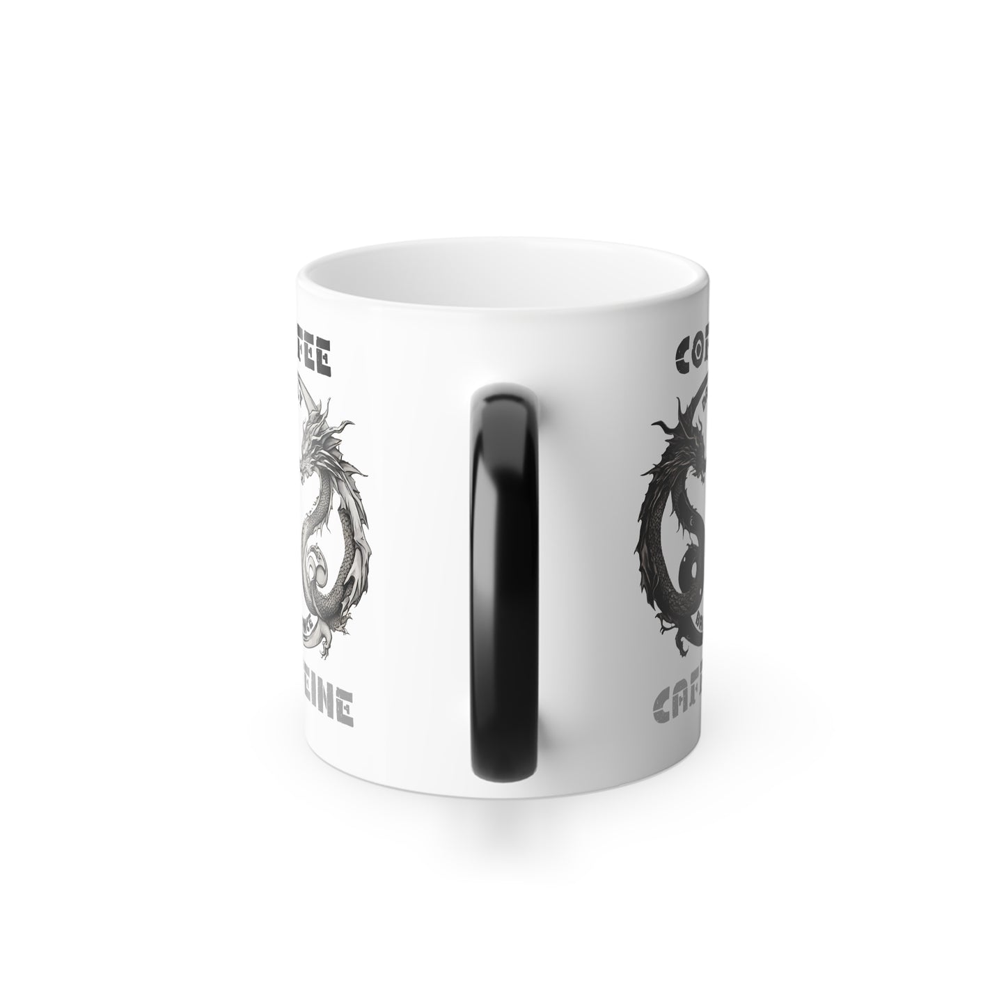 Dragon Yin Yang Color Changing Mug, Twin Serpents, Dragons, Balance Coffee Cup, Chinese, Legend, Warrior, Black to White Revealing Mug