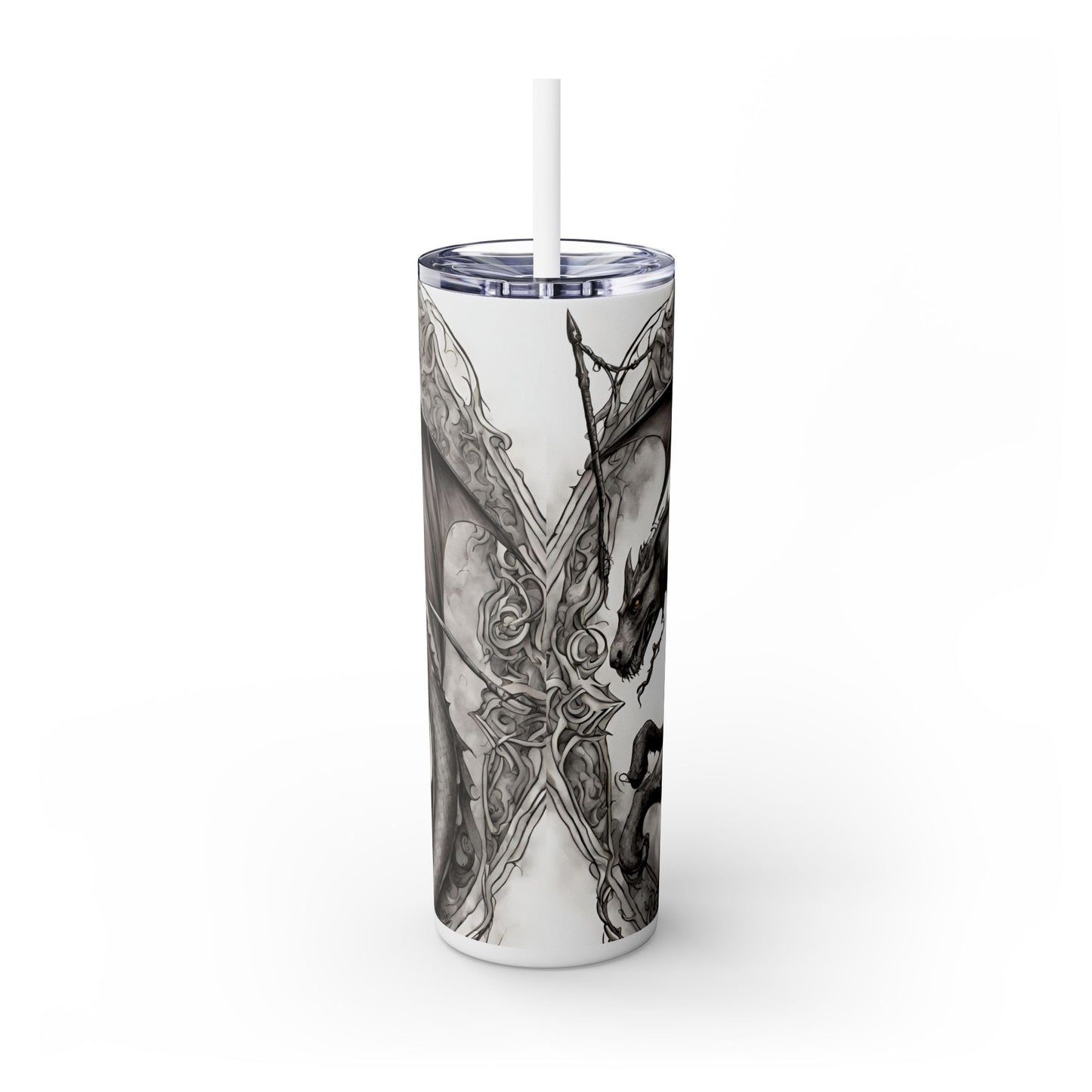 Gothic Medieval Flying Dragon Tumbler, Mutating Lizard Woman Beast Drinking Traveler, Dark Fantasy Liquid Cup