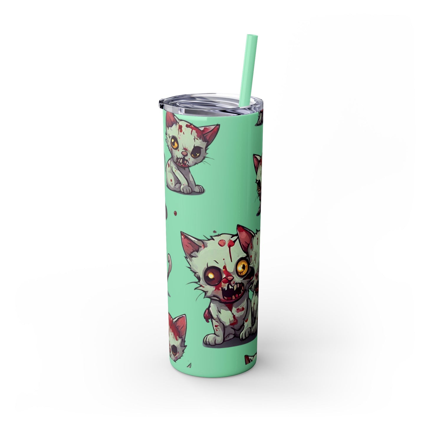 Zombie Kitties Skinny Tumbler | Mutated Kitten Zombies Insulated Cup | Furry Mutant Cats Office College School Hiking Road Drink Traveler