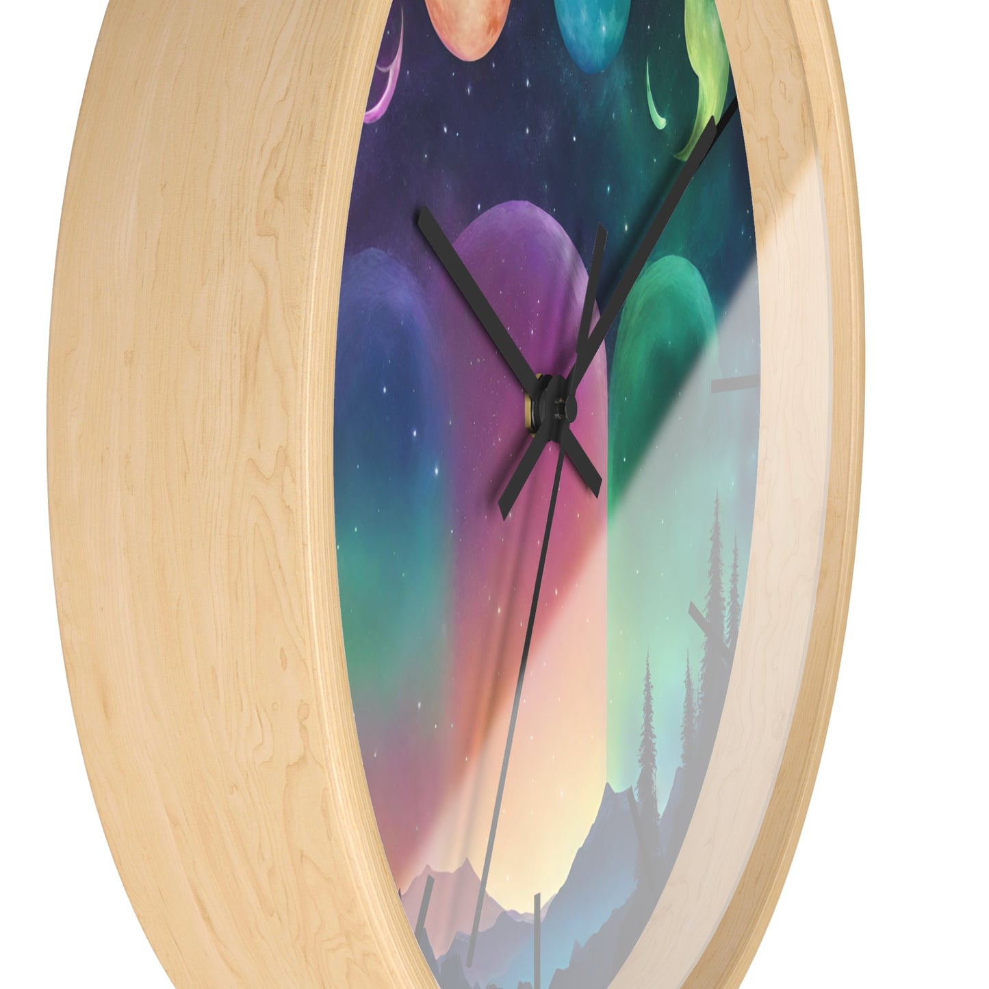 Moonlight Hills Wall Clock | Night Forest Astronomy Starlight Moons Constellations Office Decor Gift, Solar System Home Hanging Unique Art