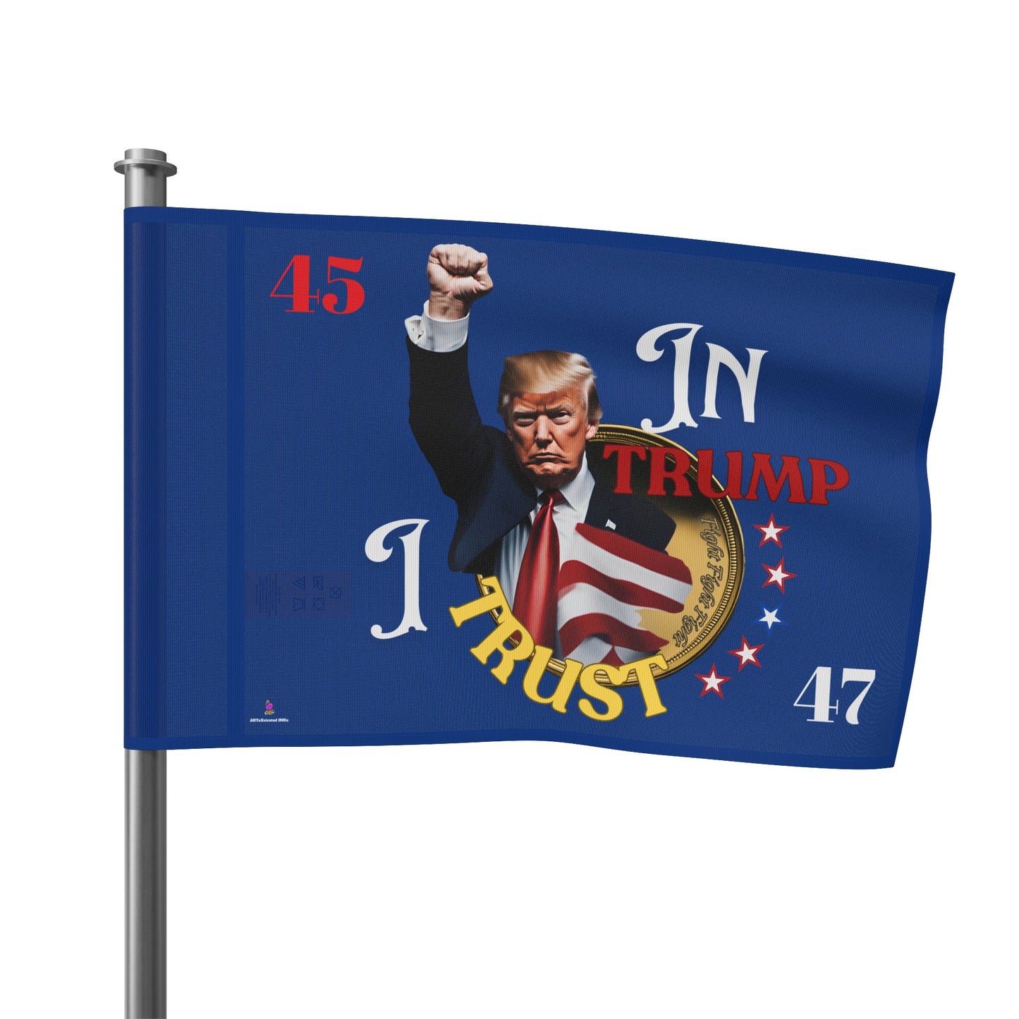 President Donald Trump Fight Gold Coin House Flag | 2024 Election Banner | Freedom Fight Christian American Loving Religion Voter Yard Gift
