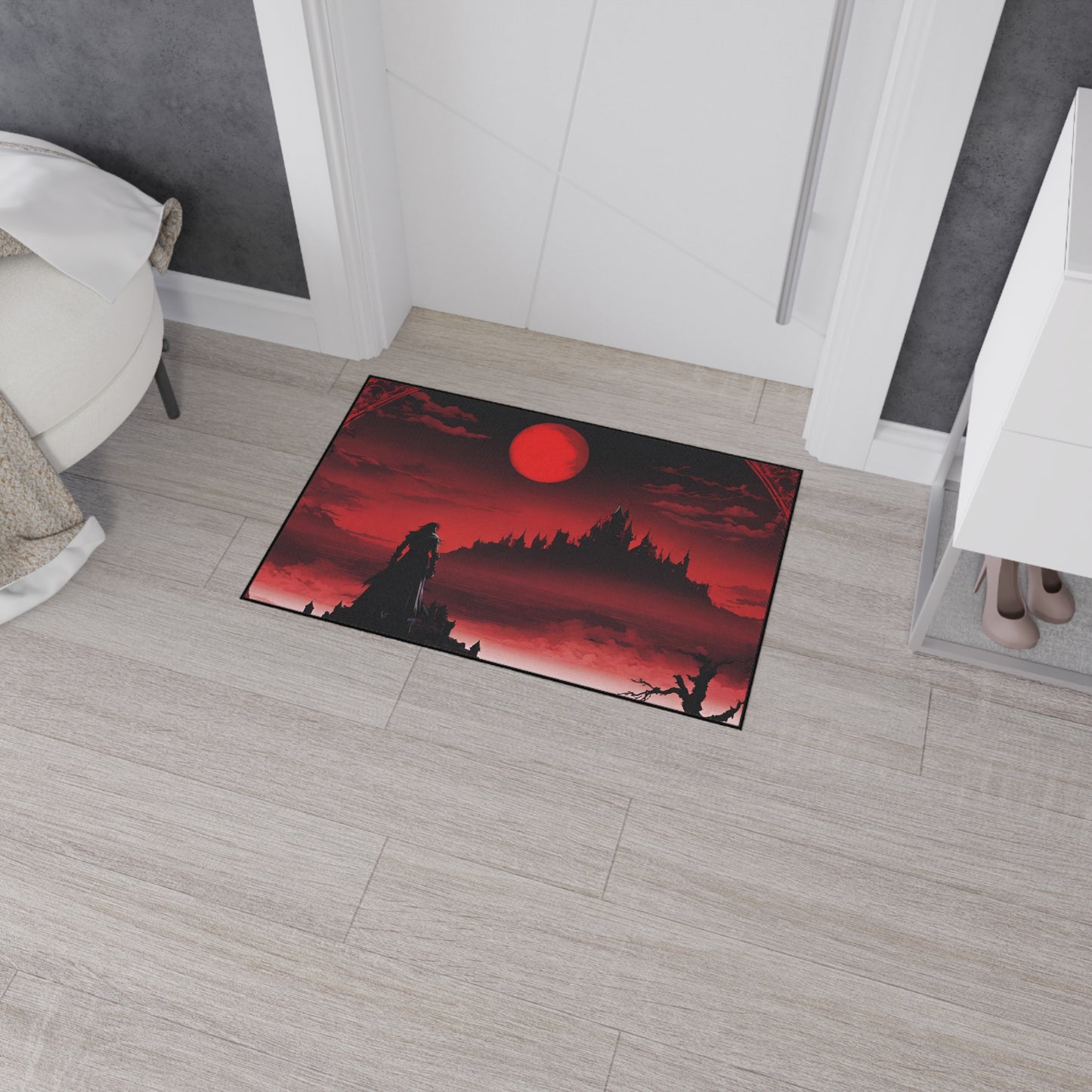Castlevania Belmont Video Game Inspired Floor Mat | Death and Terror Await in the Dark of Night Bathroom Decor | Dracula Door Entry Gift