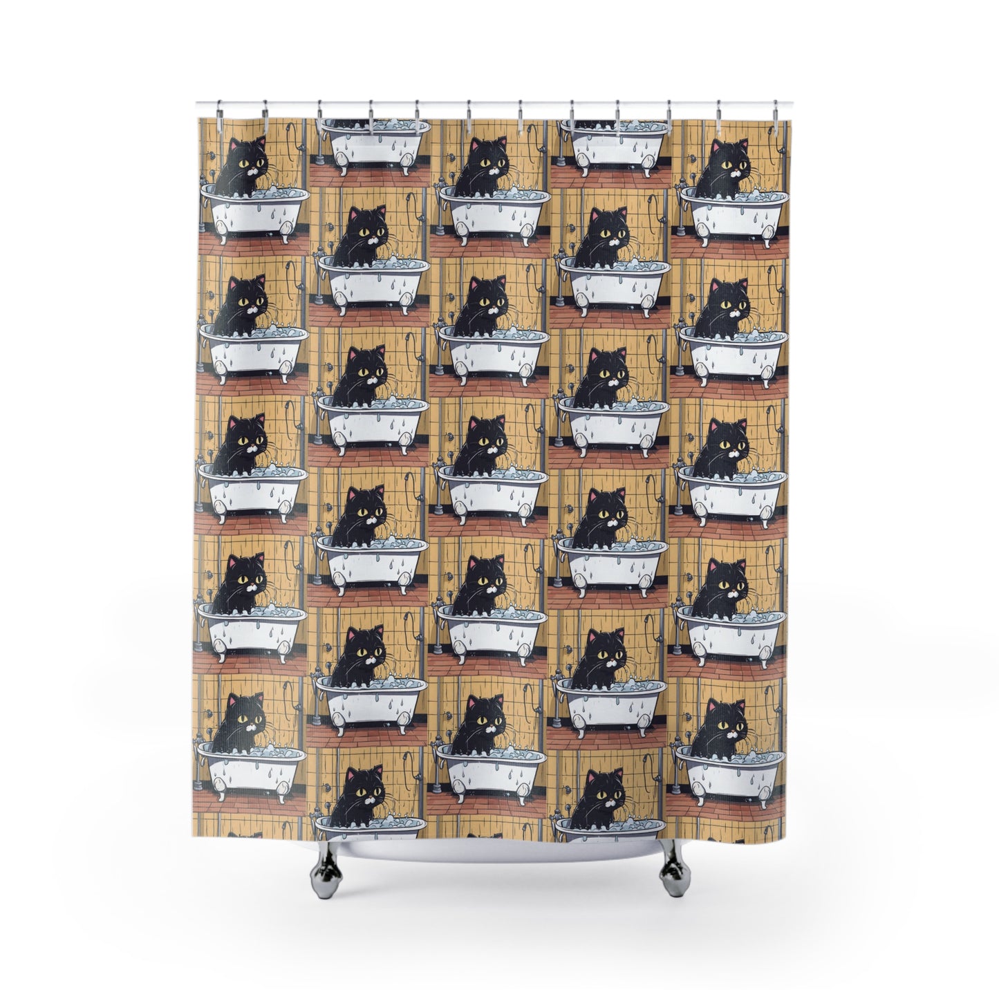Cute Cats, Cat Bathing Shower Curtain, Cat Lovers Bathroom Decor, Gift for Her