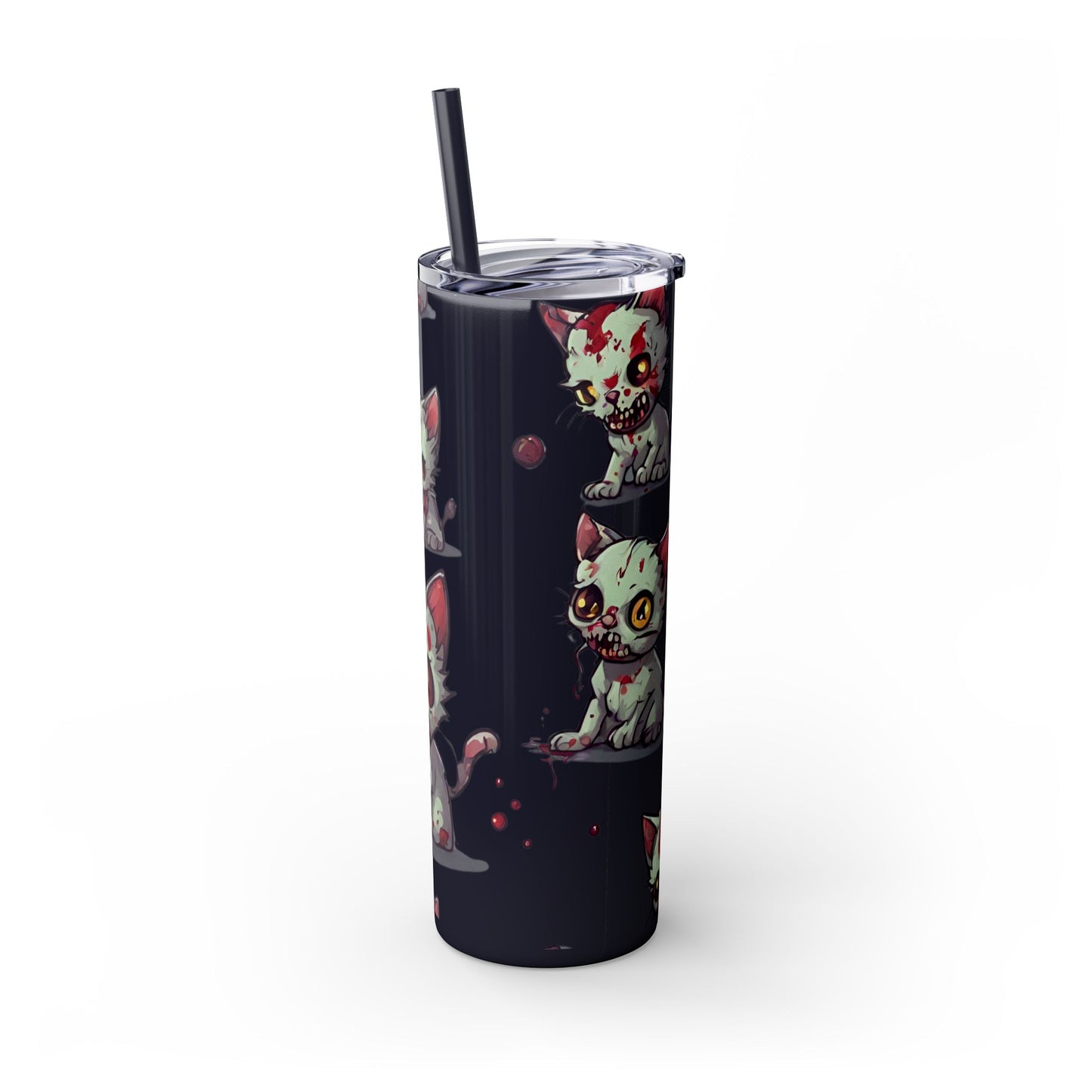 Zombie Kitties Skinny Tumbler | Mutated Kitten Zombies Insulated Cup | Furry Mutant Cats Office College School Hiking Road Drink Traveler