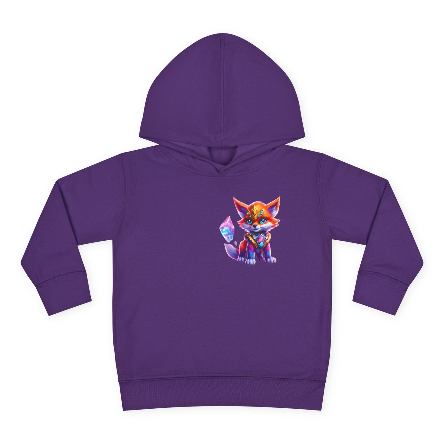 Rainbow Crystal Fox Toddler Girls Hoodie, Orange Blue Cosmic Guardian Sweatshirt, Two Sided 2T 4T 5-6T Long Sleeve Hood
