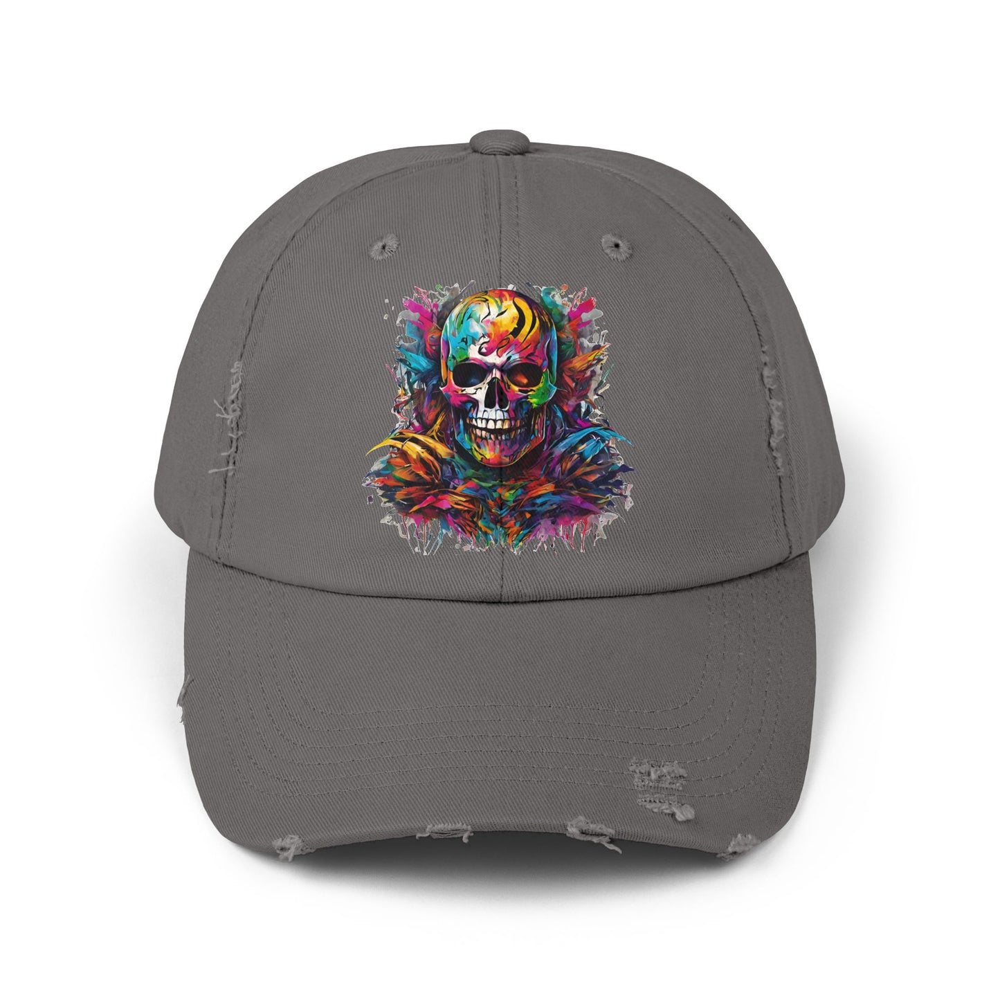 Abstract Art Unisex Cap | Masters of the Universe Inspired Hat | Rainbow Psychedelic Skull Spring Fishing Cap | Evil Scareglow Skeletor Gift