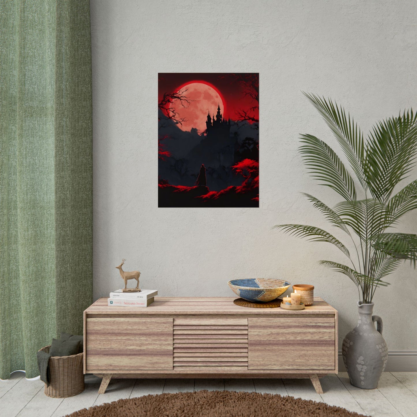 Castlevania Belmont Video Game Room Inspired Wall Decor | Cursed Ring of Lunar Blood Poster | Dracula Castle Vampire Night Wall Hanging