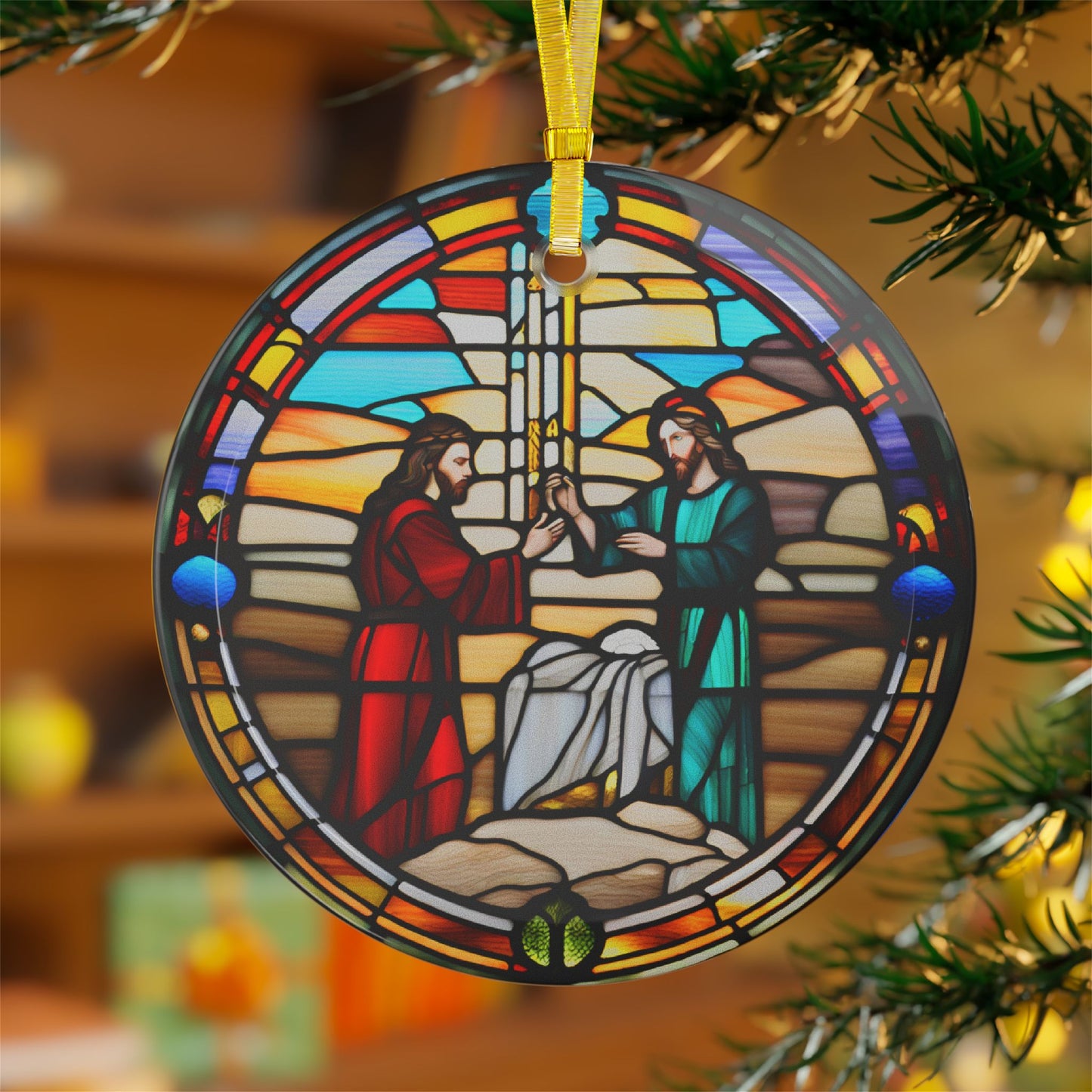 Jesus Christ Christmas Ornament Stained Glass Decoration