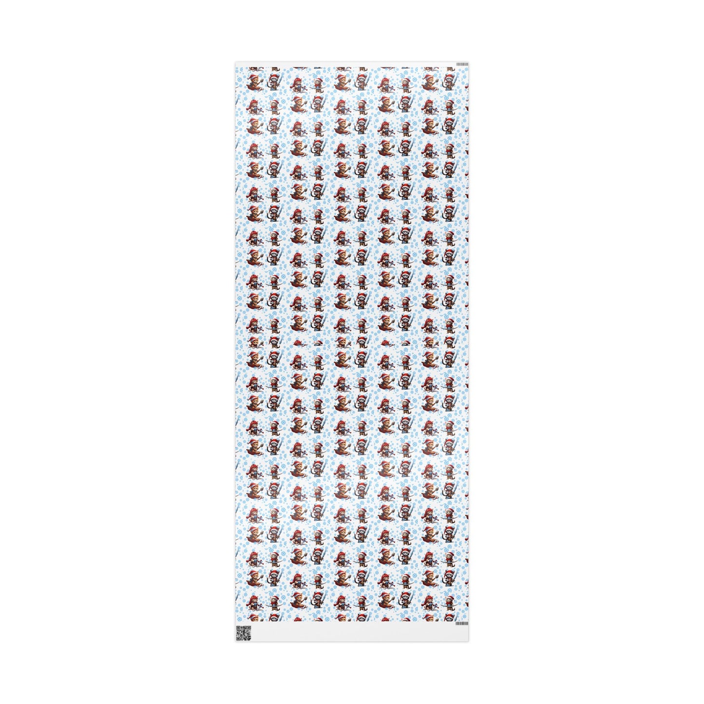 Christmas Wrapping Paper Kitten Warriors Snow Cats White Blue Red Santa Hats Snowflakes Presents Gift Wrap Holiday Gift Wrap Roll