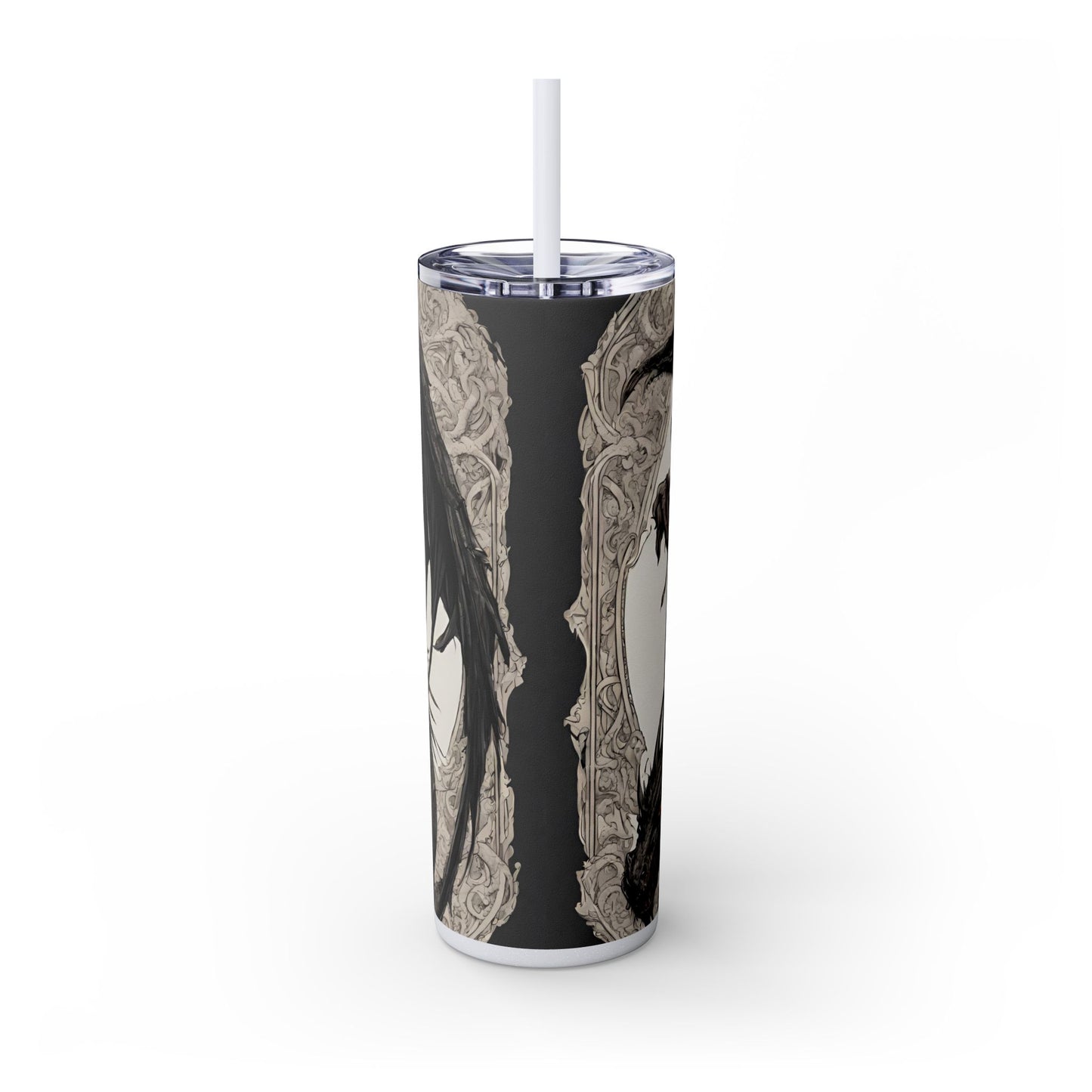 Gothic Medieval Dragon Tumbler, Beautiful Woman Morphing Drinking Traveler, Dark Fantasy Liquid Cup