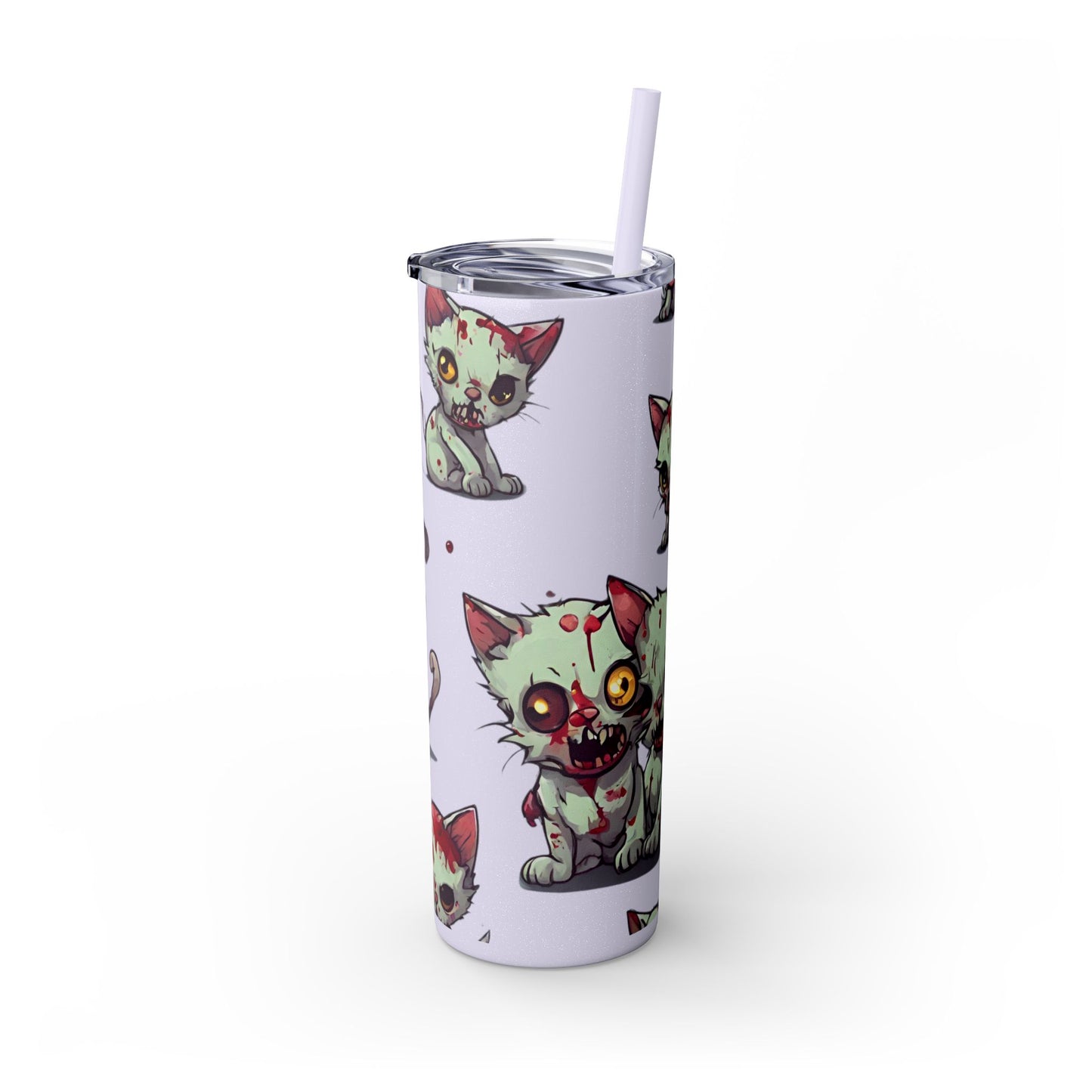Zombie Kitties Skinny Tumbler | Mutated Kitten Zombies Insulated Cup | Furry Mutant Cats Office College School Hiking Road Drink Traveler