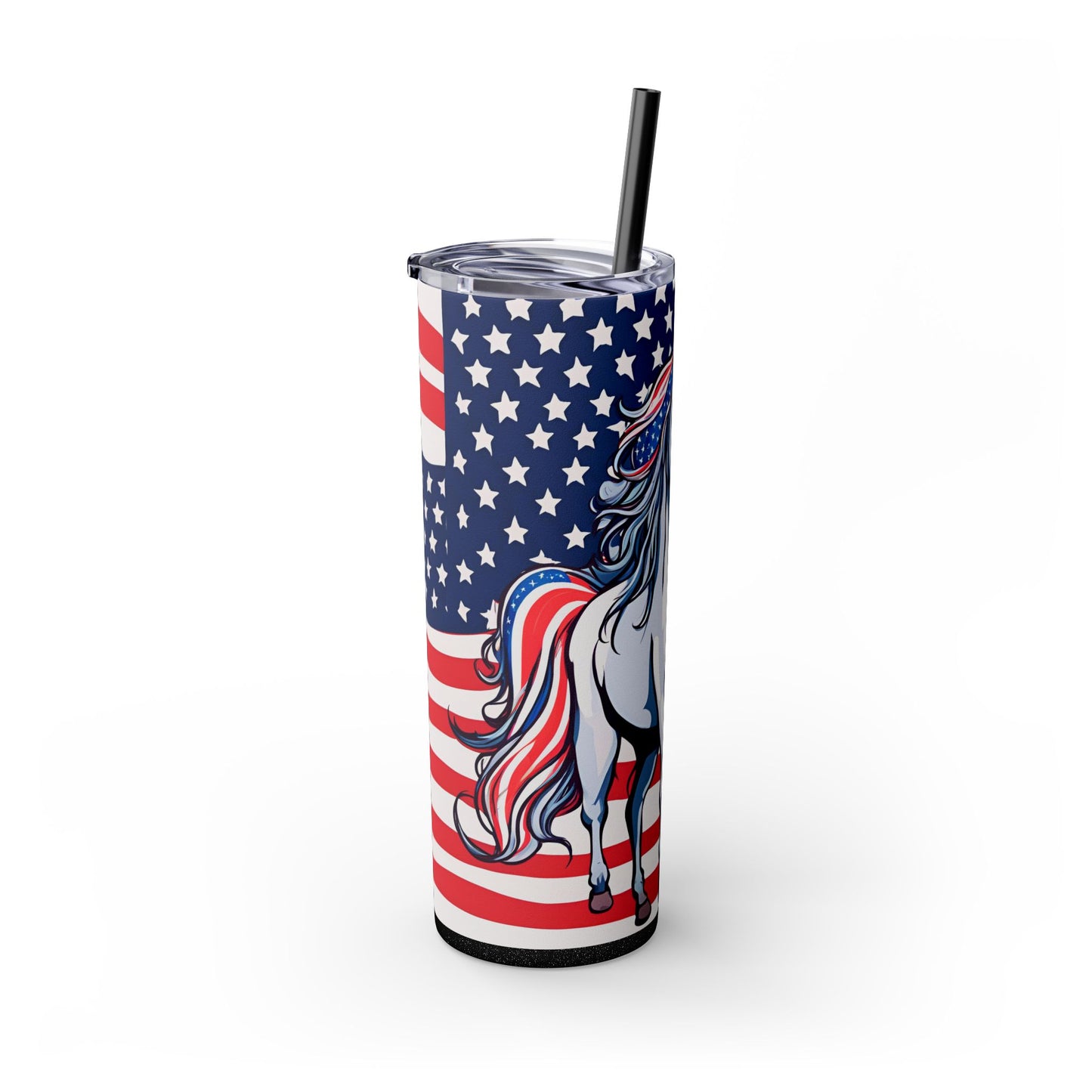 AMERICORN American Unicorn Skinny Tumbler | United States Freedom Loving Horse Insulated Cup | US Flag Veteran Gift Patriot Drink Traveler