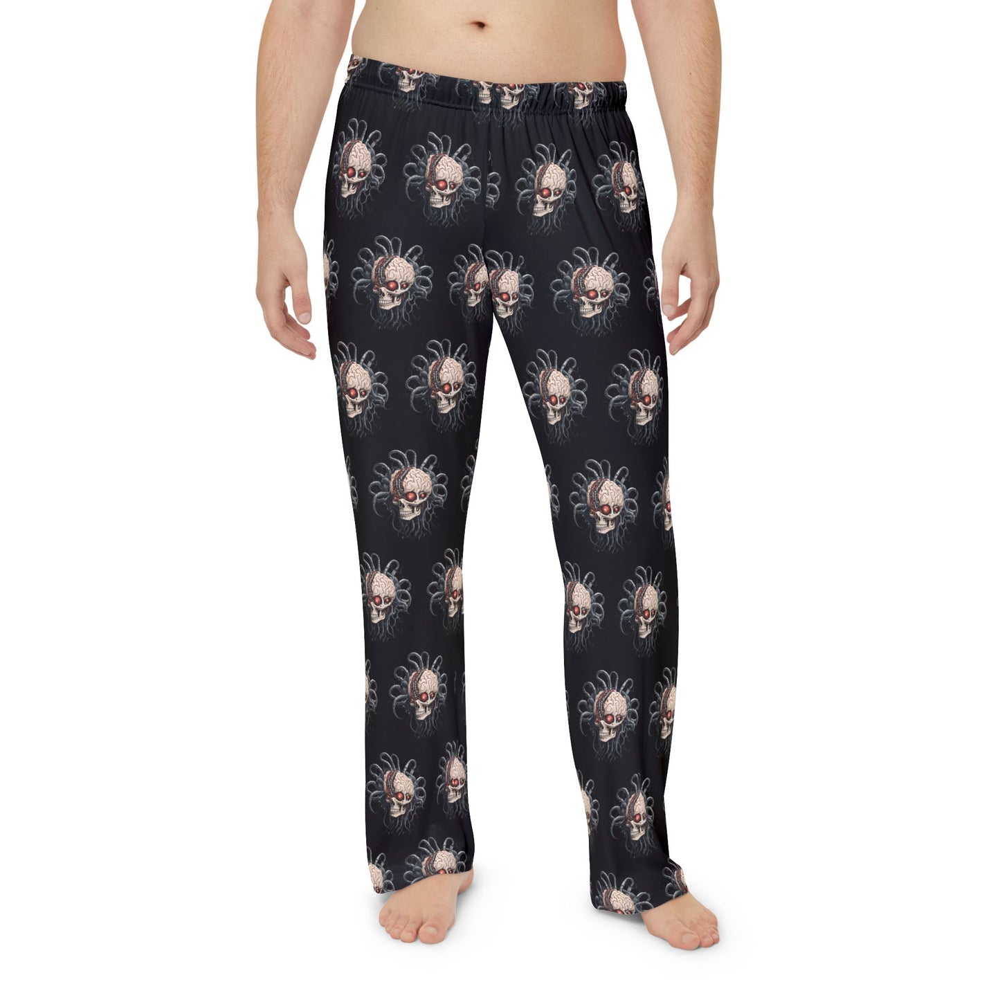 Contra Video Game Inspired Men's Pajama Pants | Cyborg Alien Tentacle Robotic Brain Skull Bottoms | Retro Game Lovers Sleep Wear Gift