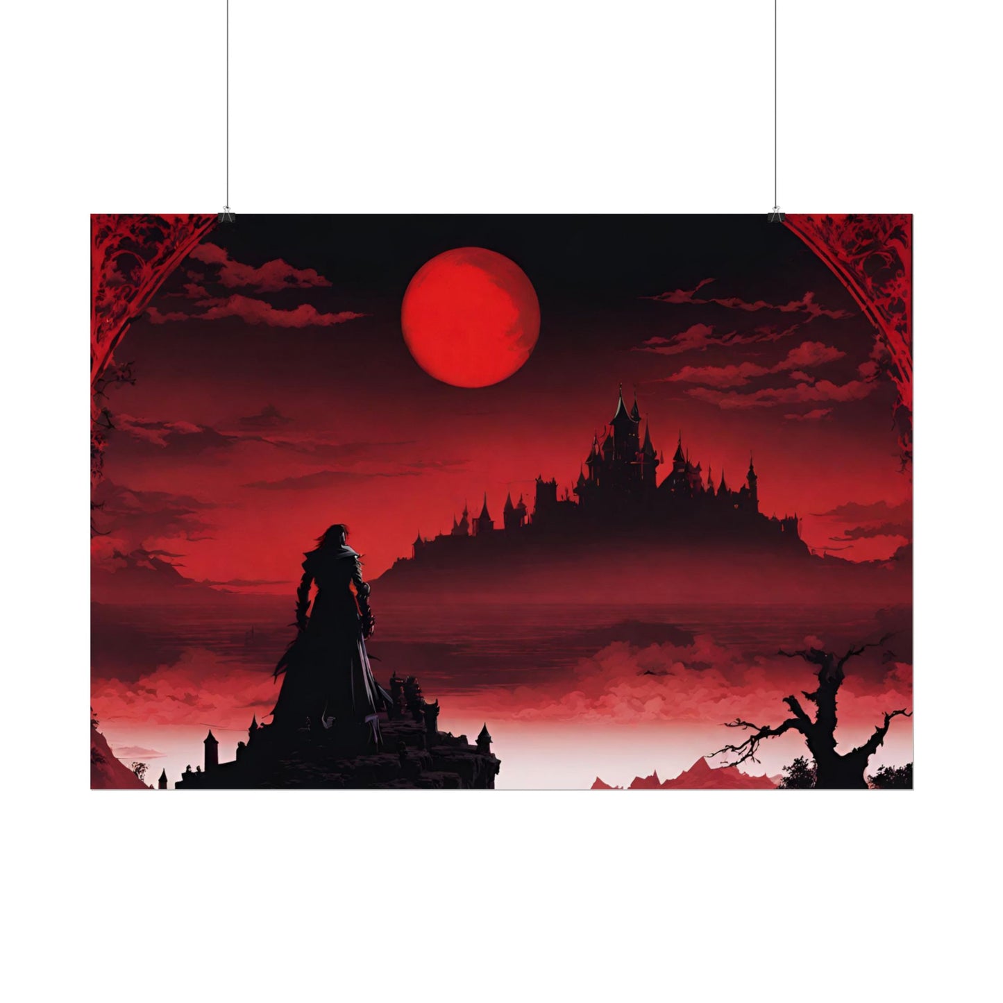 Castlevania Belmont Video Game Room Wall Decor | What A Horrible Night to Traverse the Darkness Art | Dracula Castle Vampire Wall Hanging