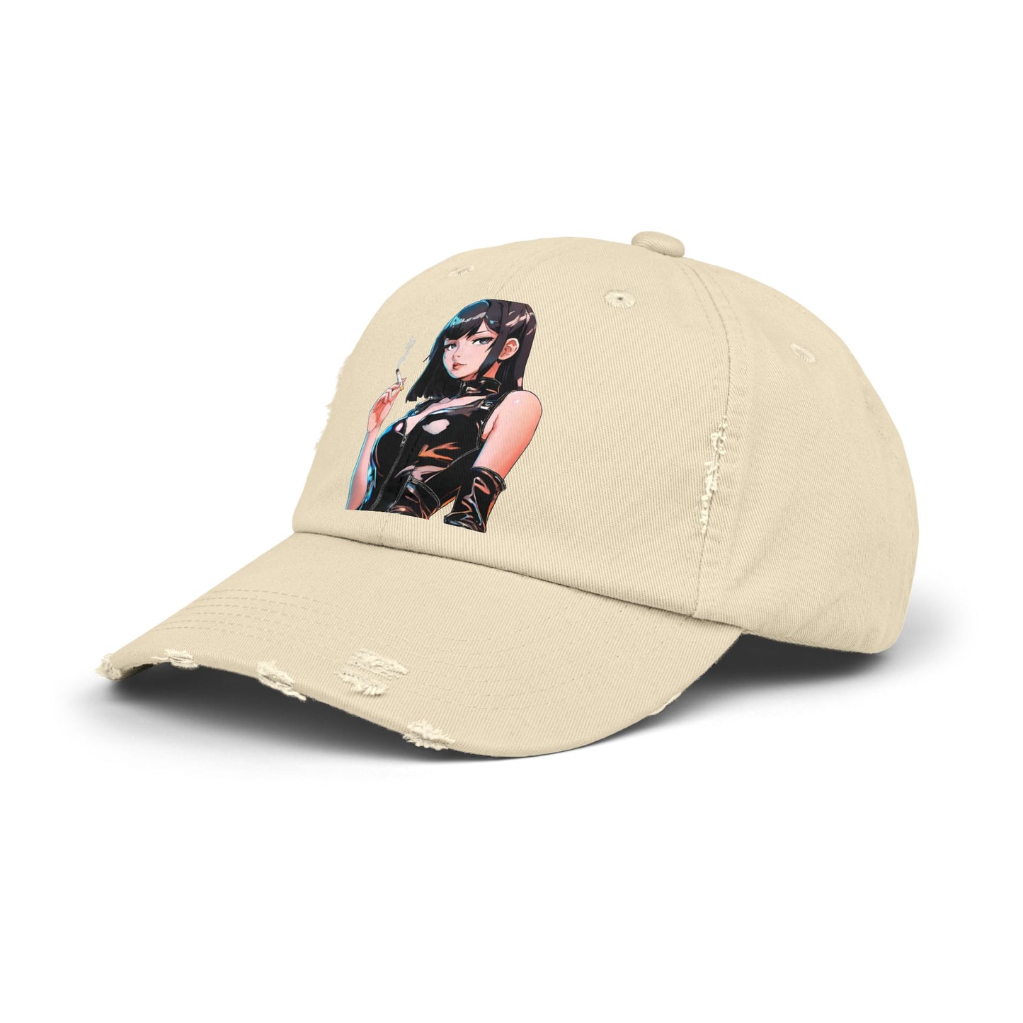 Cigarette Smoking Anime Girl Cap, Black Tight Leather Outfit Sexy Cute Hat, Japan Cartoon Secret Agent Style Spring, Summer, Fishing Wear