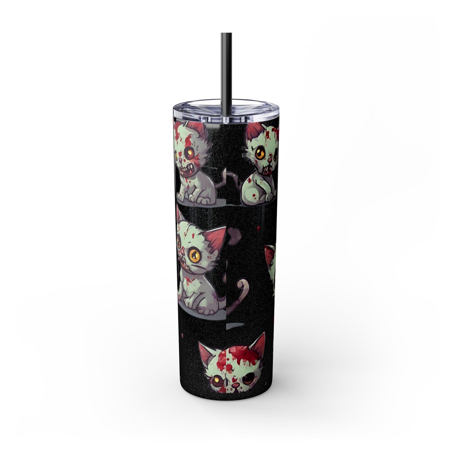 Zombie Kitties Skinny Tumbler | Mutated Kitten Zombies Insulated Cup | Furry Mutant Cats Office College School Hiking Road Drink Traveler