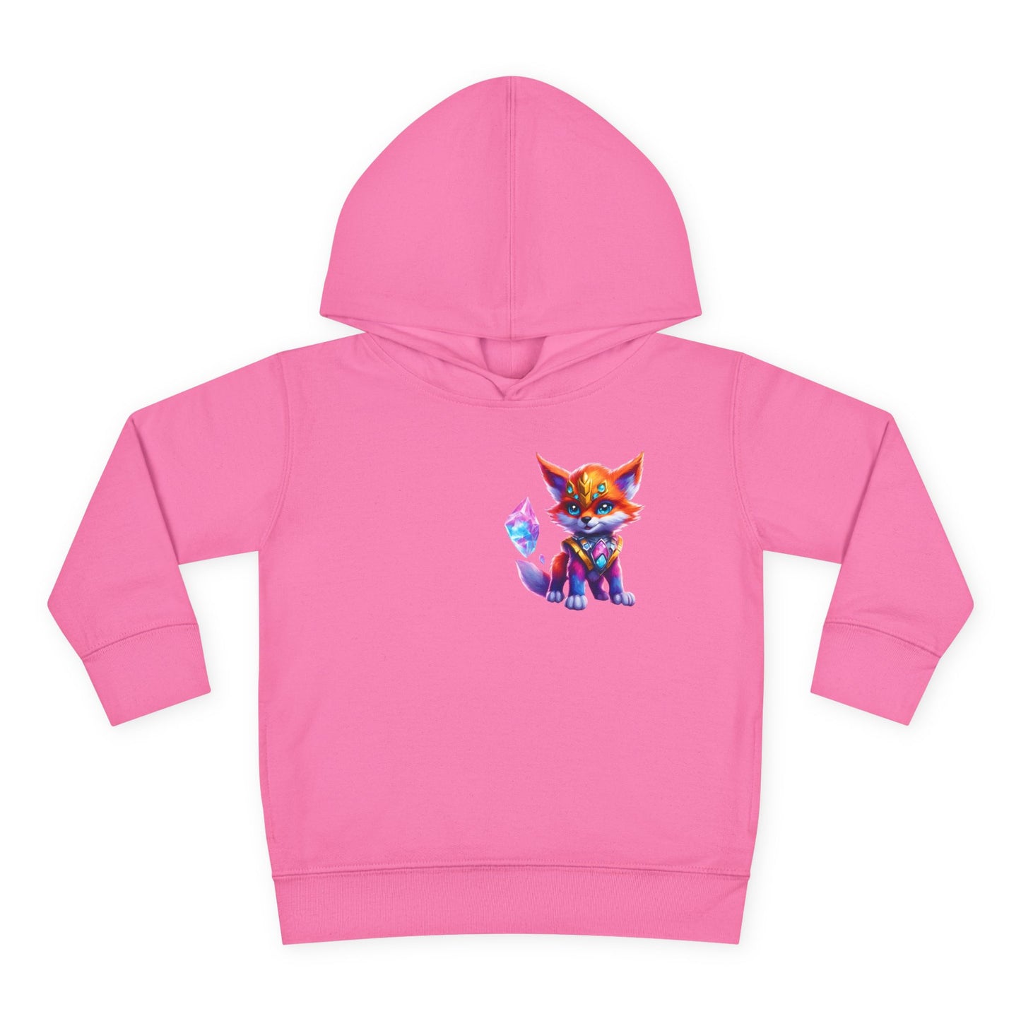 Rainbow Crystal Fox Toddler Girls Hoodie, Orange Blue Cosmic Guardian Sweatshirt, Two Sided 2T 4T 5-6T Long Sleeve Hood
