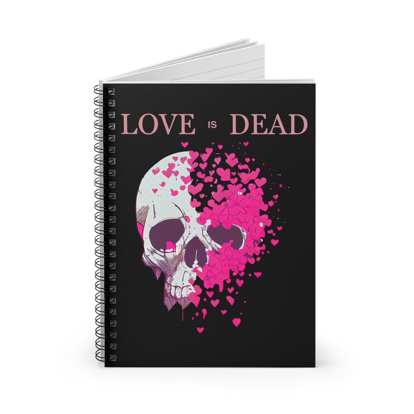 Love is Dead Skull and Hearts Spiral Notebook, Failed Relationships Office School Paper Journal
