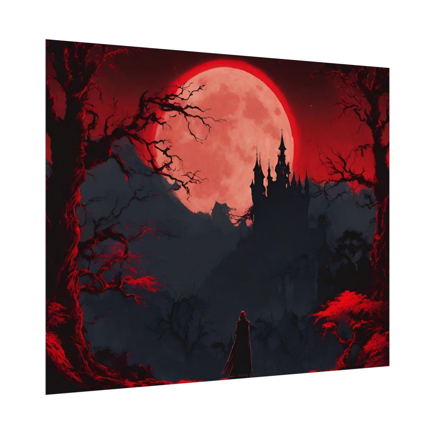 Castlevania Belmont Video Game Room Inspired Wall Decor | Cursed Ring of Lunar Blood Poster | Dracula Castle Vampire Night Wall Hanging