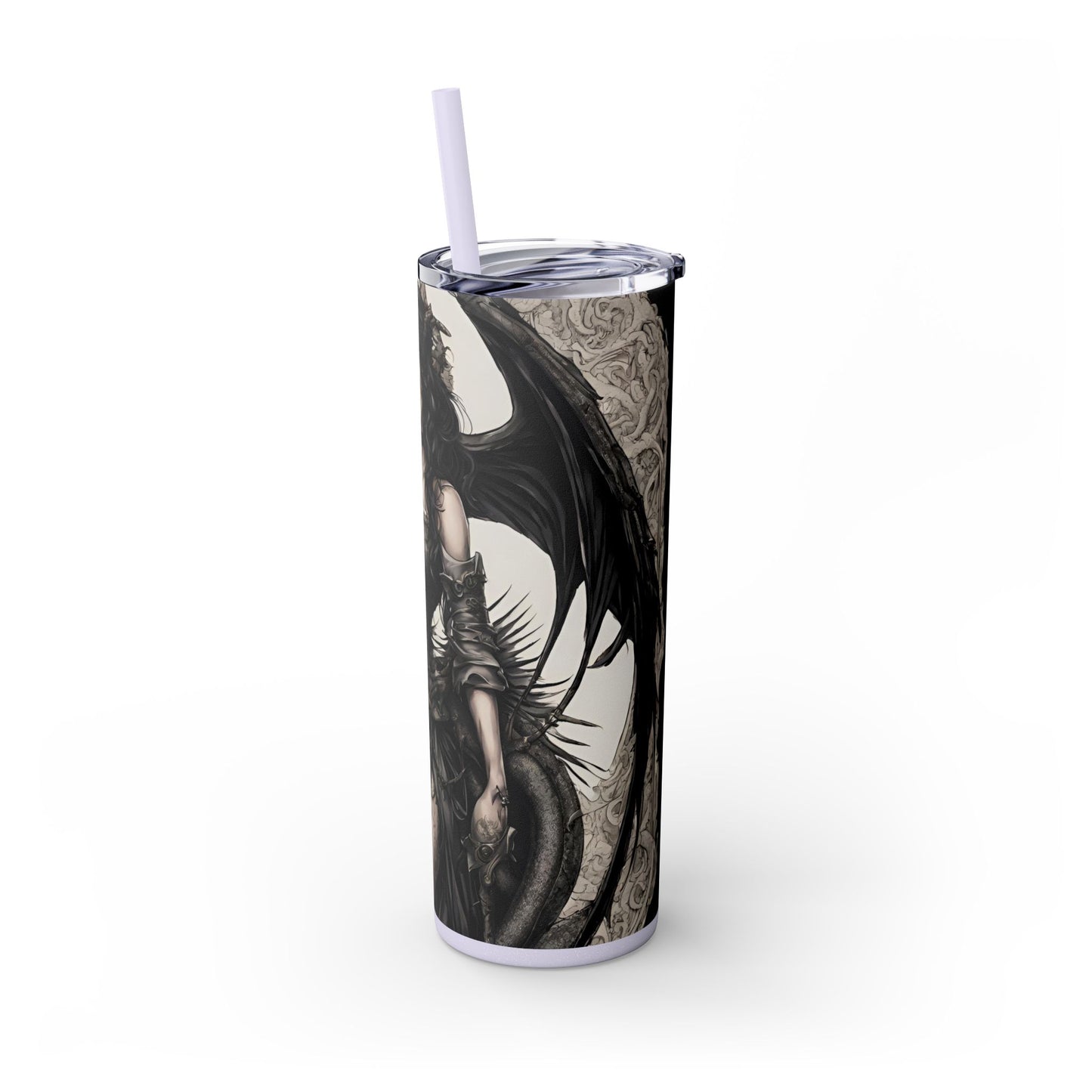 Gothic Medieval Dragon Tumbler, Beautiful Woman Morphing Drinking Traveler, Dark Fantasy Liquid Cup