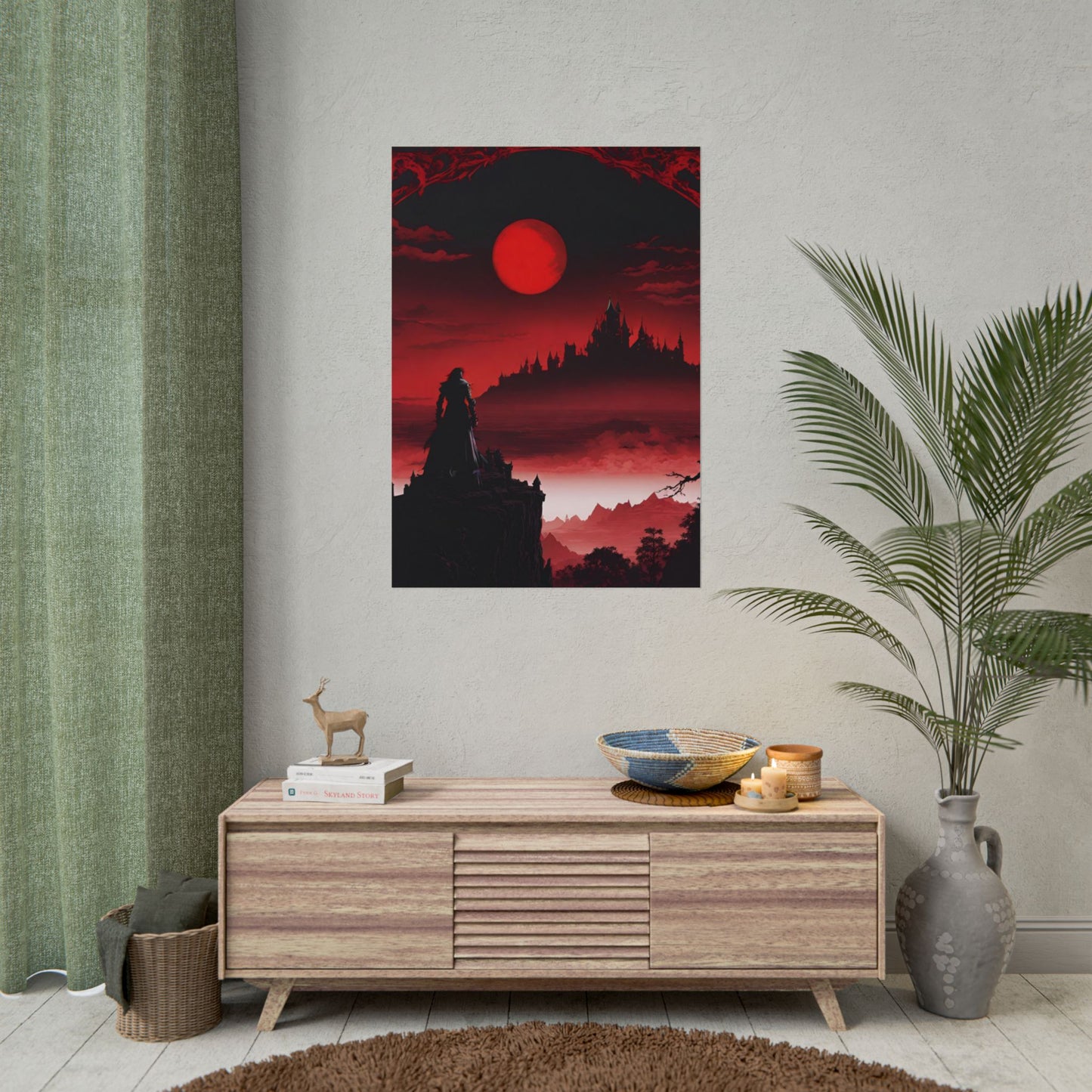 Castlevania Belmont Video Game Room Wall Decor | What A Horrible Night to Traverse the Darkness Art | Dracula Castle Vampire Wall Hanging