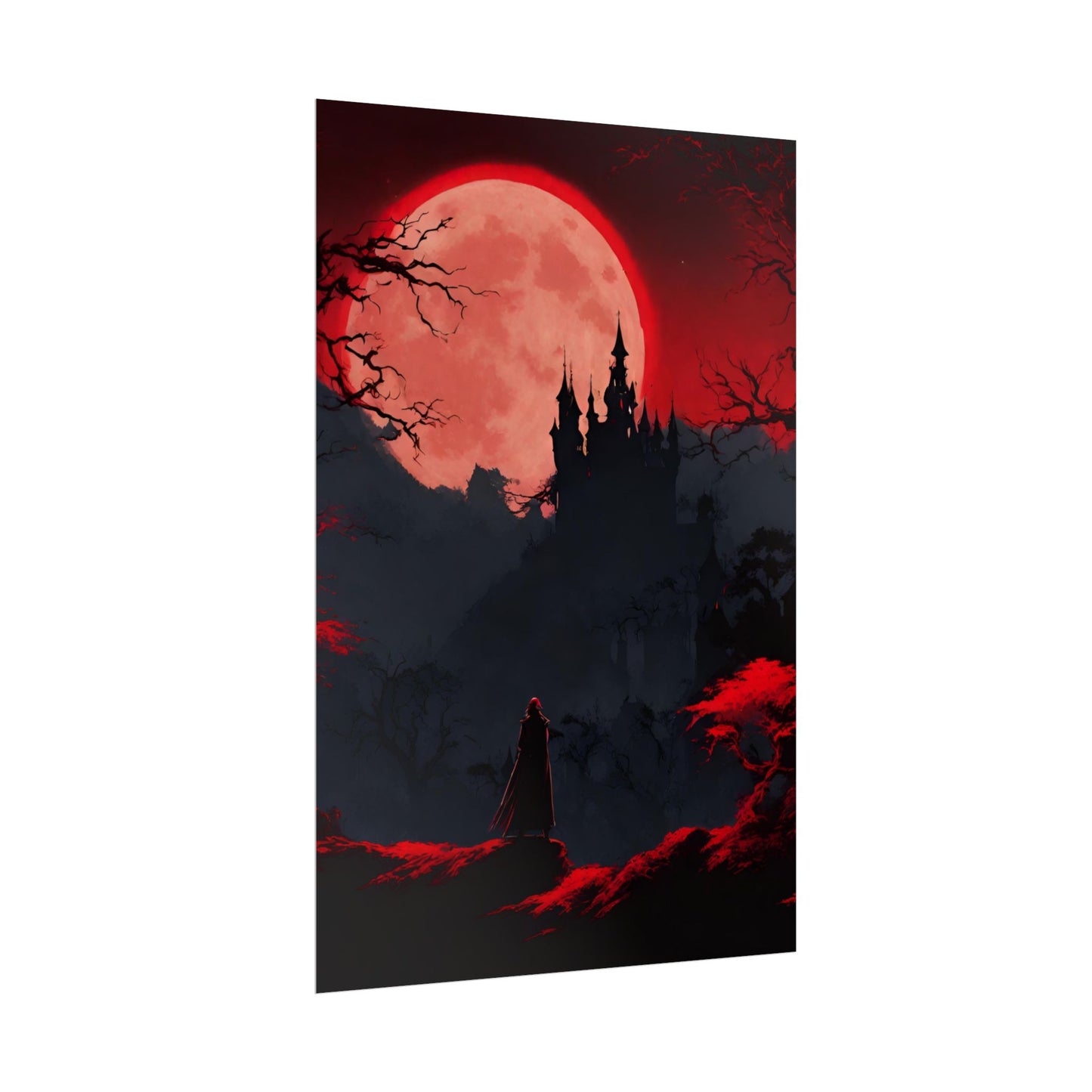 Castlevania Belmont Video Game Room Inspired Wall Decor | Cursed Ring of Lunar Blood Poster | Dracula Castle Vampire Night Wall Hanging